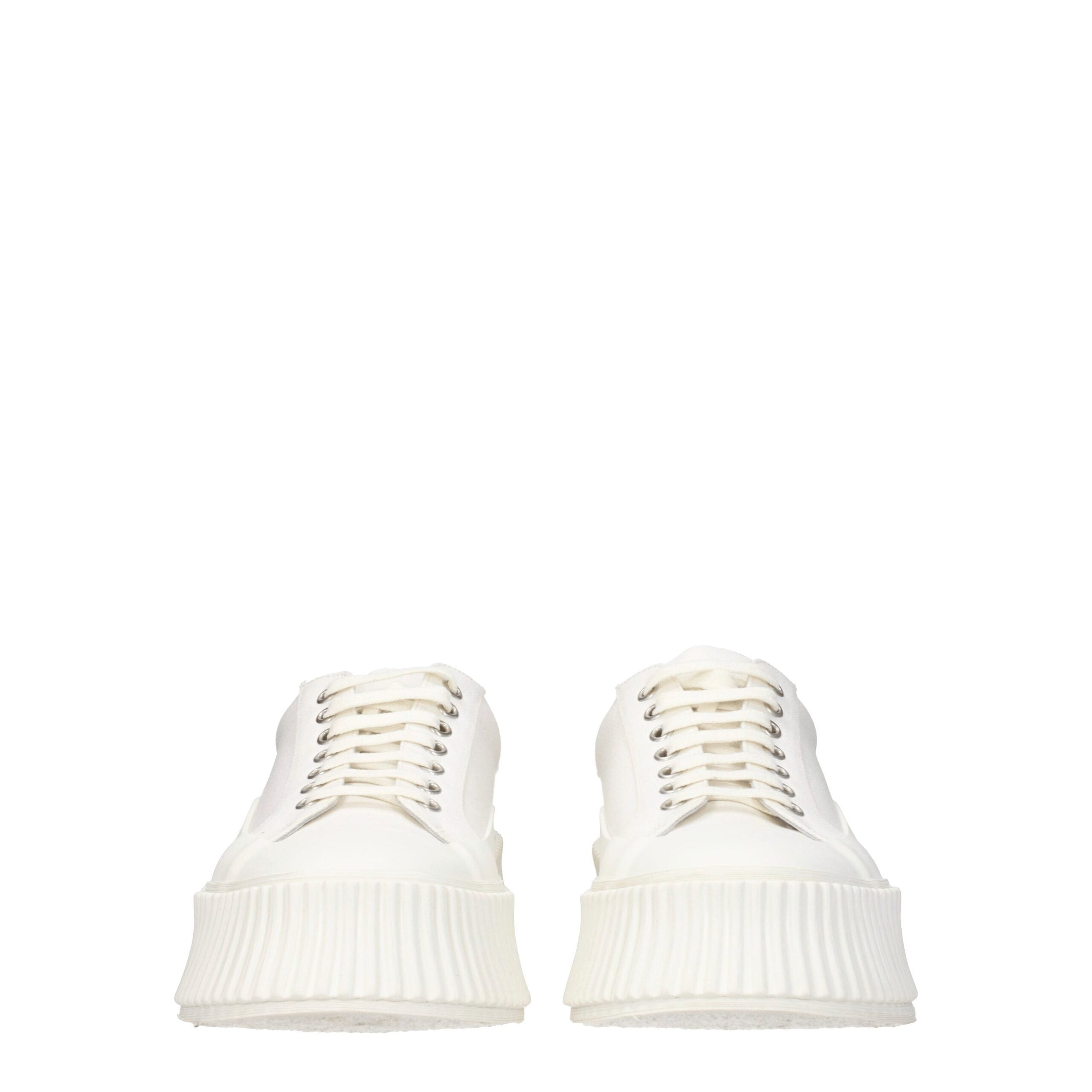 Jil Sander White Fabric Platform Sneakers