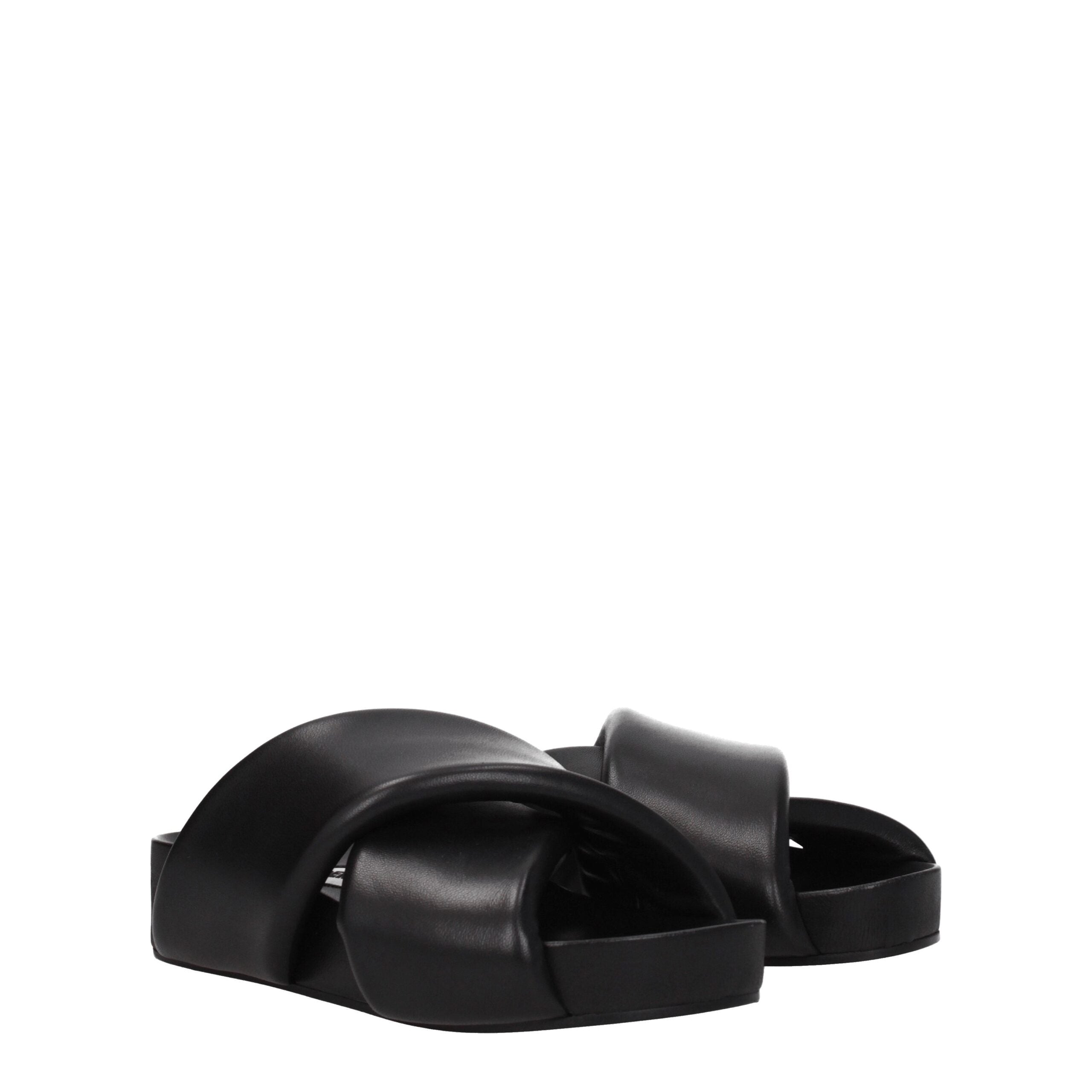 Step into a world of elegance with Jil Sander Black Leather Slippers, where premium craftsmanship meets timeless design, redefining luxury for the discerning individual.