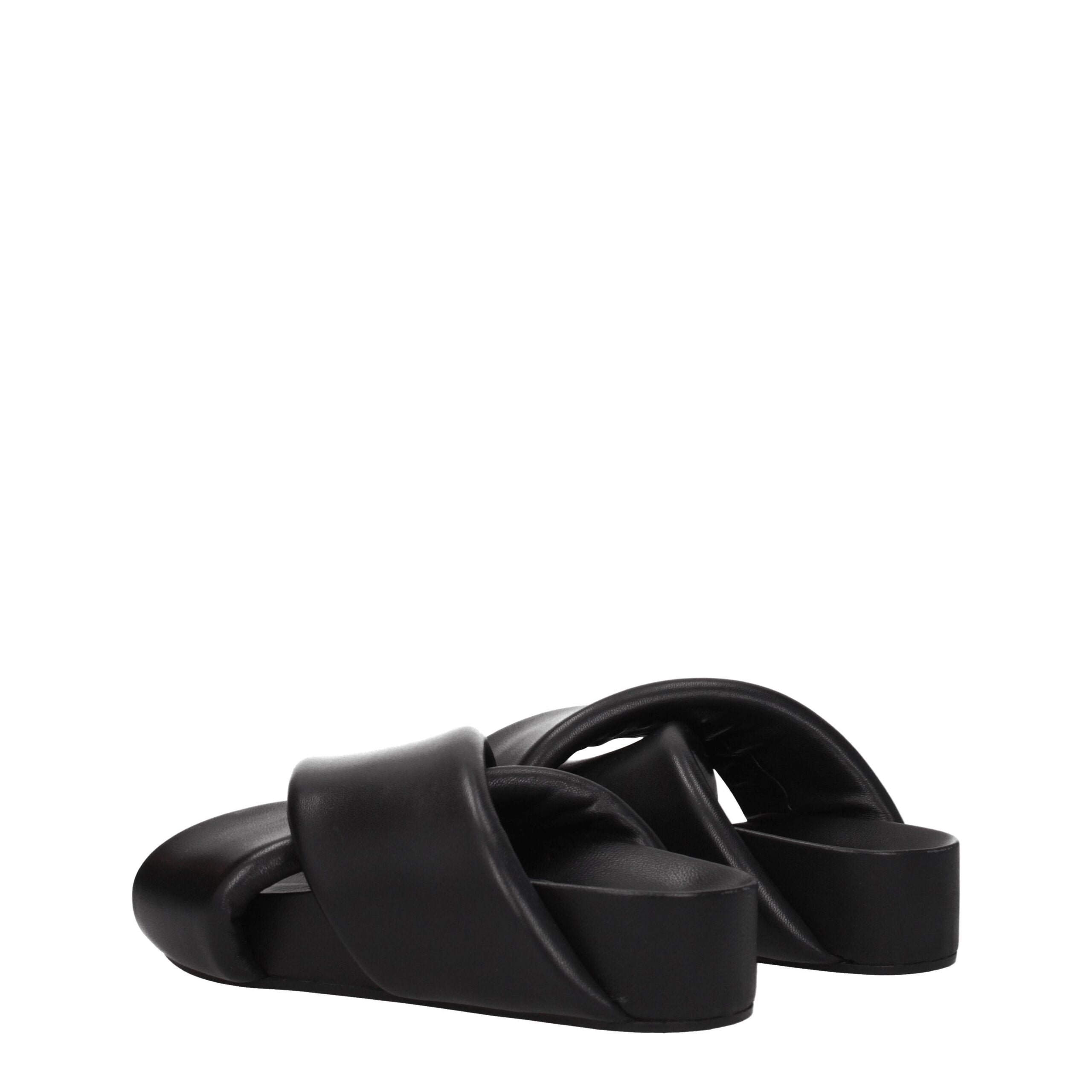 Elevate your style with Jil Sander Black Leather Slippers, where exquisite craftsmanship meets luxurious comfort, perfect for the discerning individual.