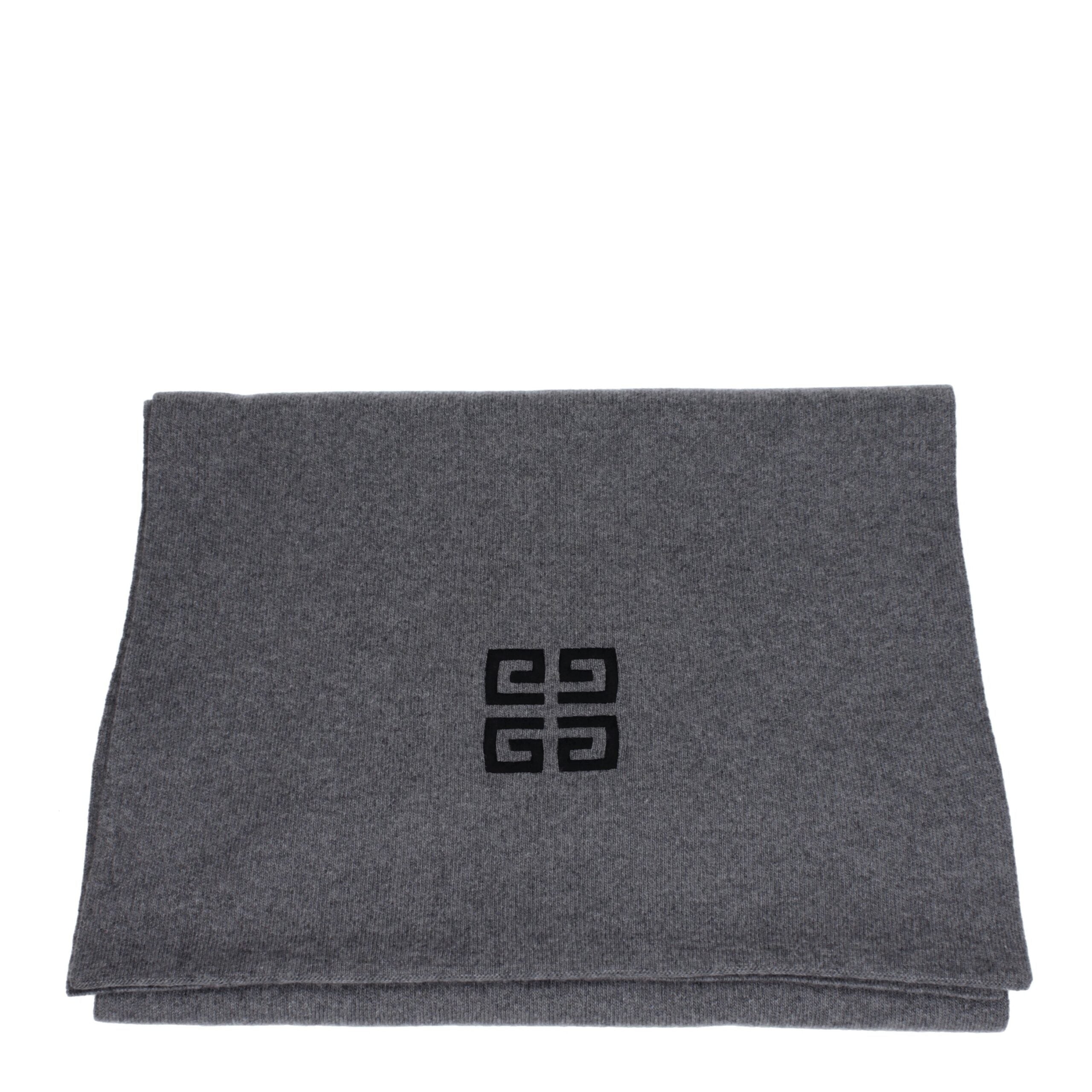 Indulge in the Givenchy Gray Wool Scarf, a luxurious blend of wool and cashmere, embodying timeless elegance and versatility for the discerning connoisseur.