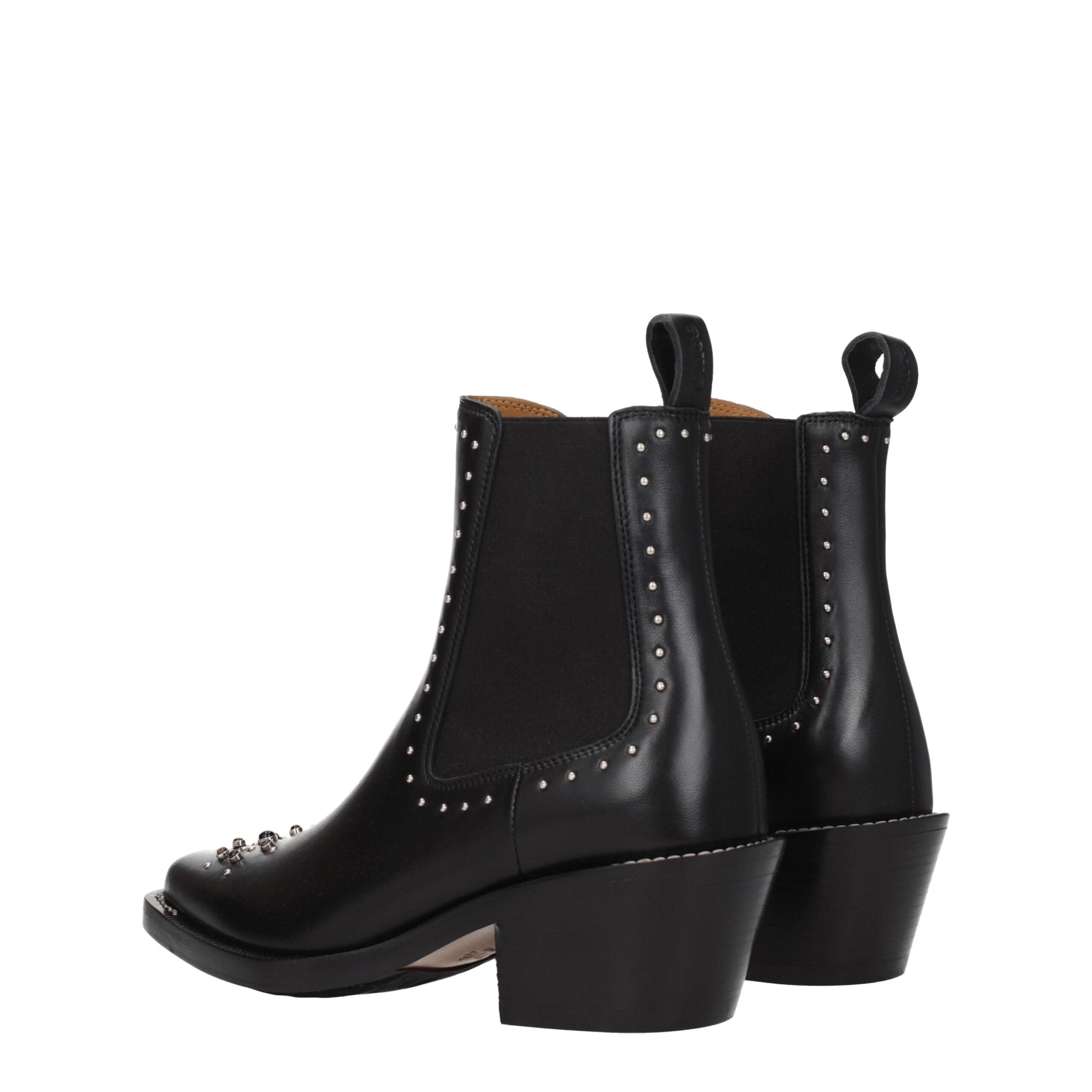 Chloé Black Leather Ankle Boots