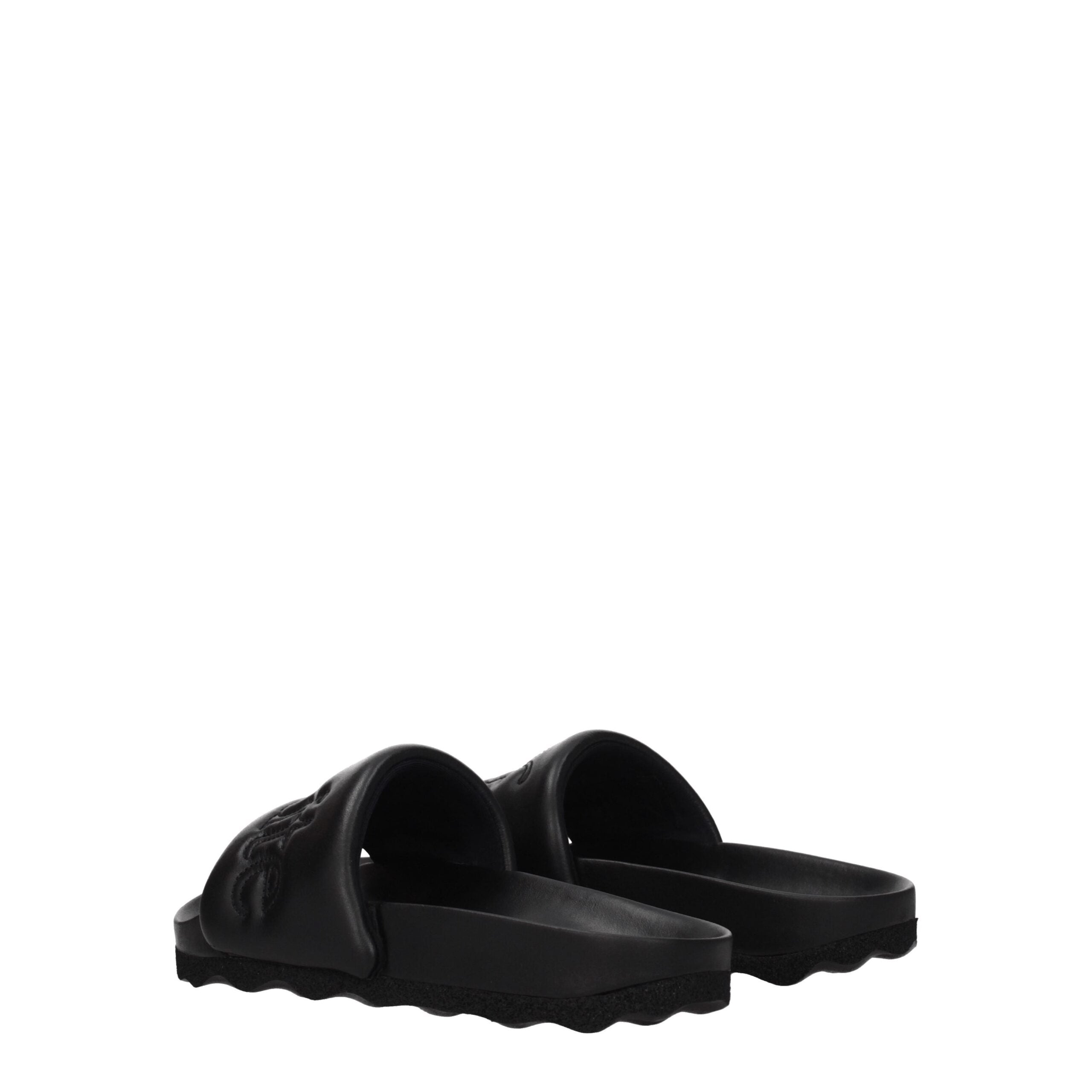 Off-White Black Leather Slippers