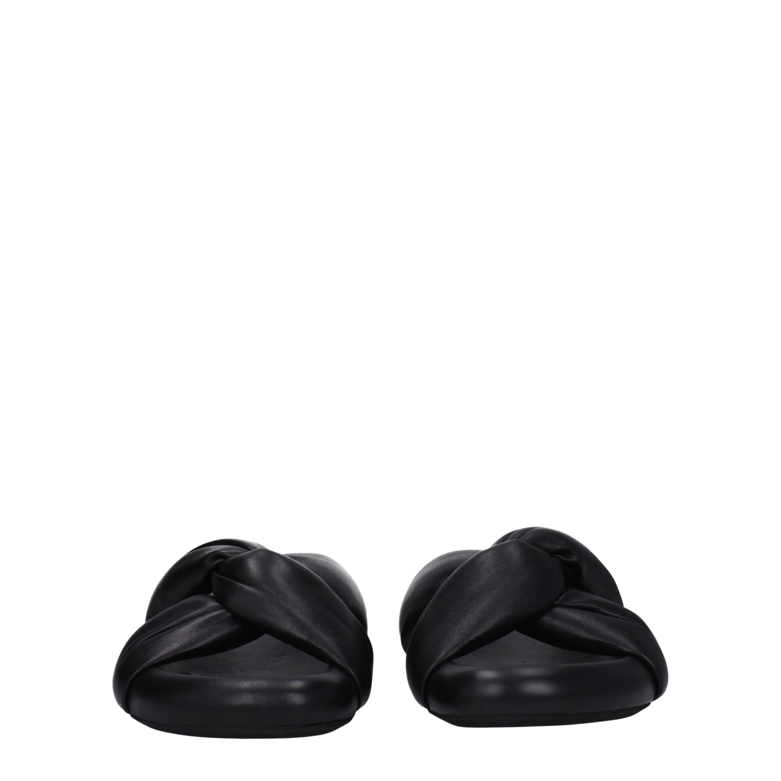 Marni Black Leather Slippers