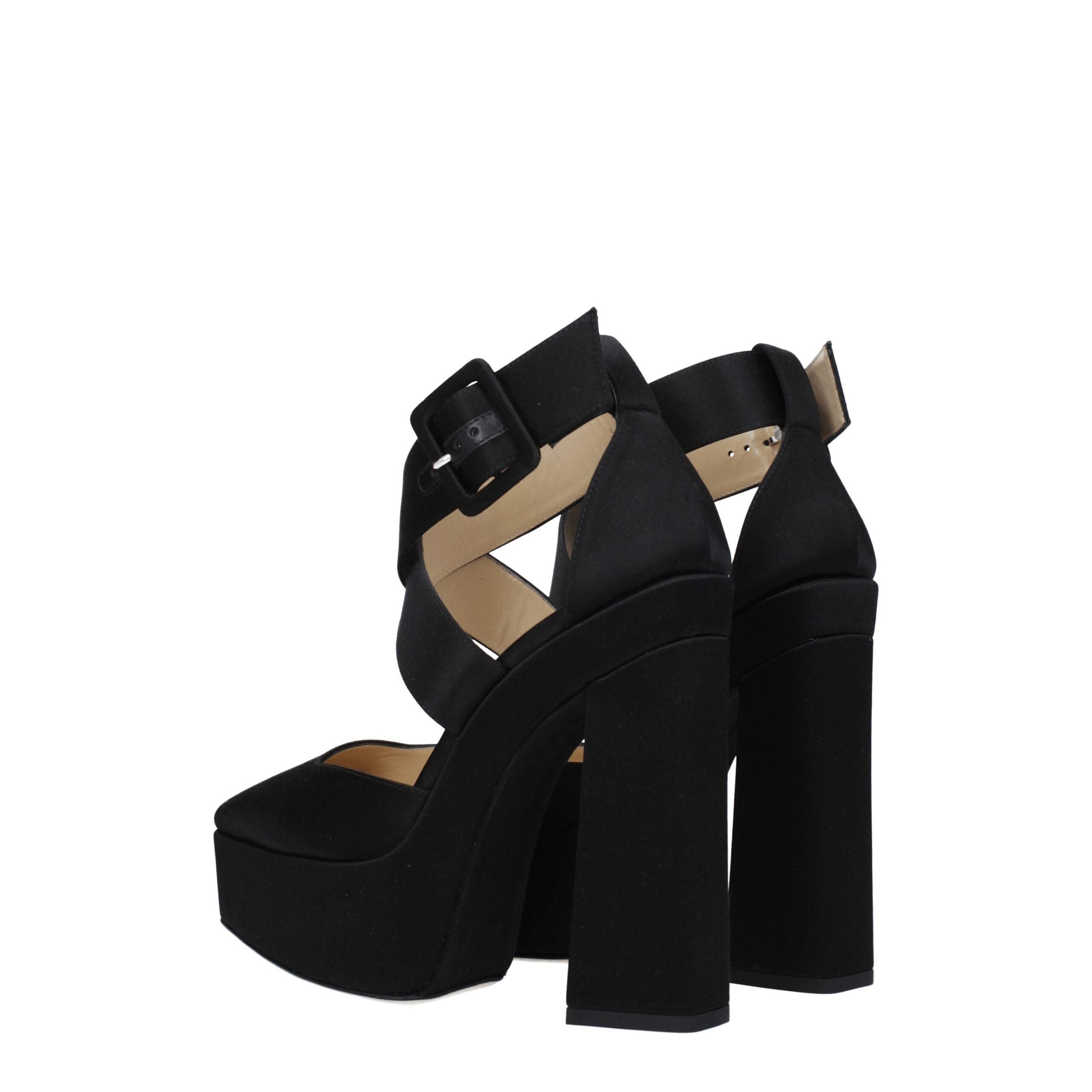 Jimmy Choo Black Satin Platform Sandals