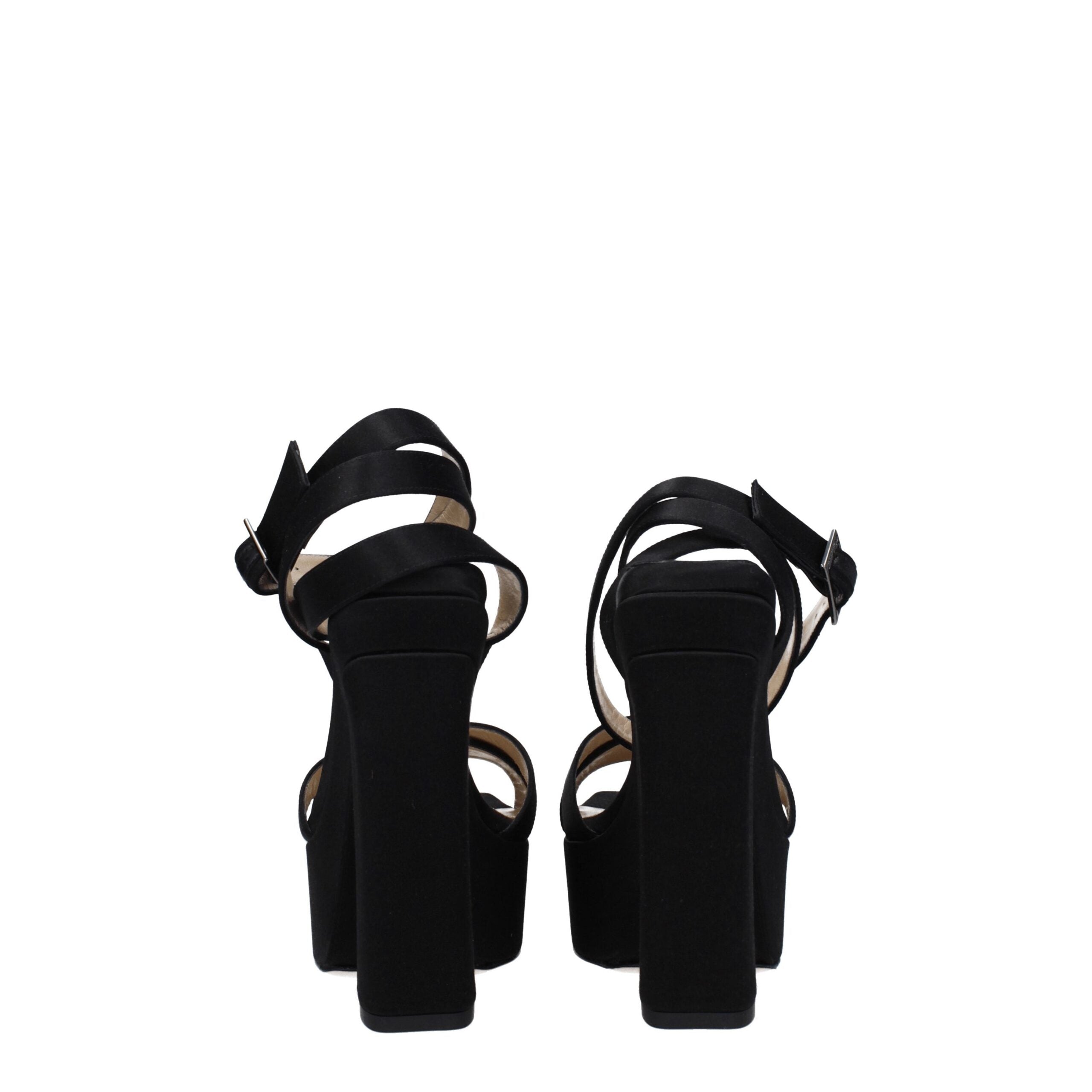 Jimmy Choo Black Satin Platform Sandals