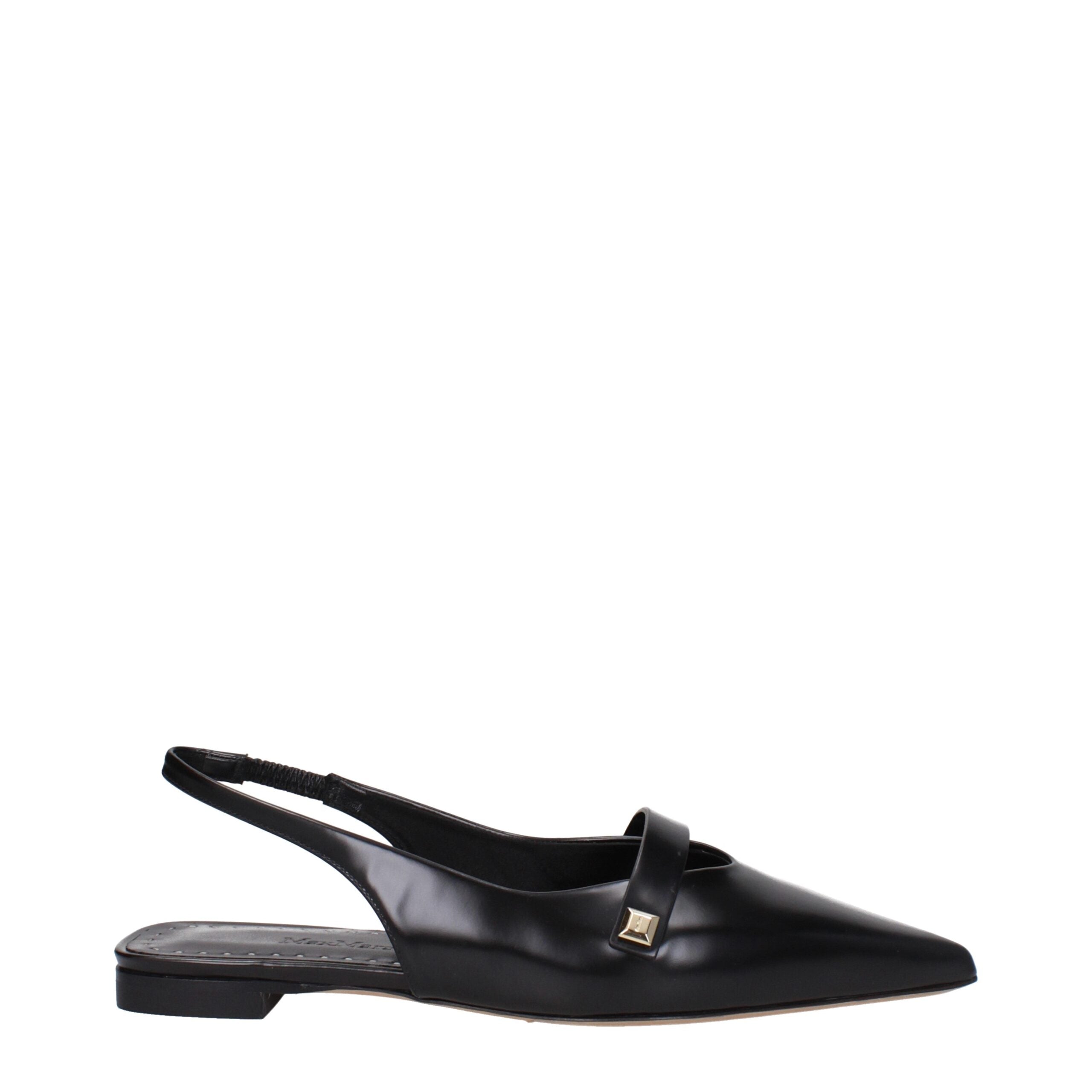 Step into the realm of elegance with Max Mara Black Leather Ballet Flats, crafted from premium leather for timeless sophistication and effortless versatility.