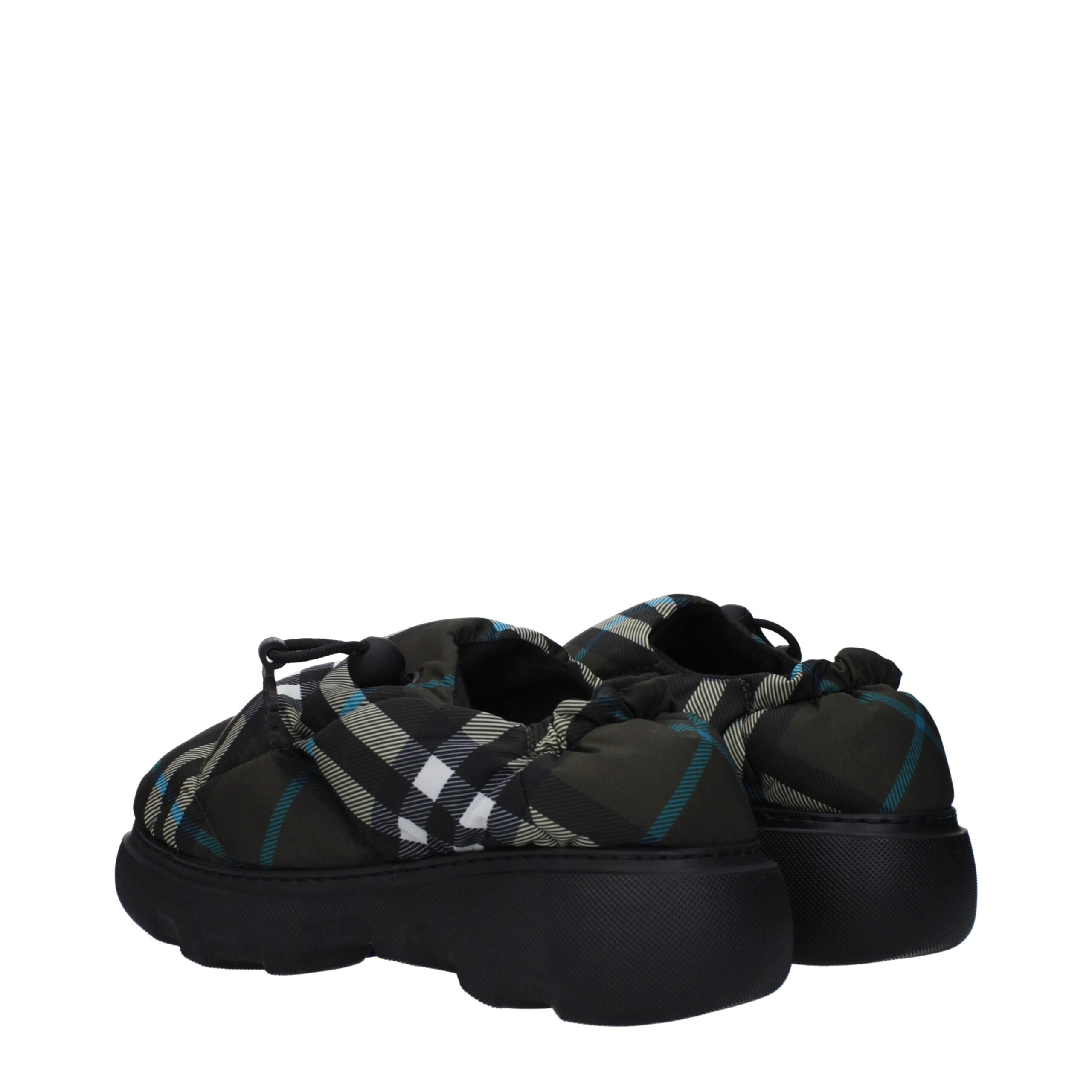 Burberry Green Fabric Slip-On Loafers - Artisanal Elegance