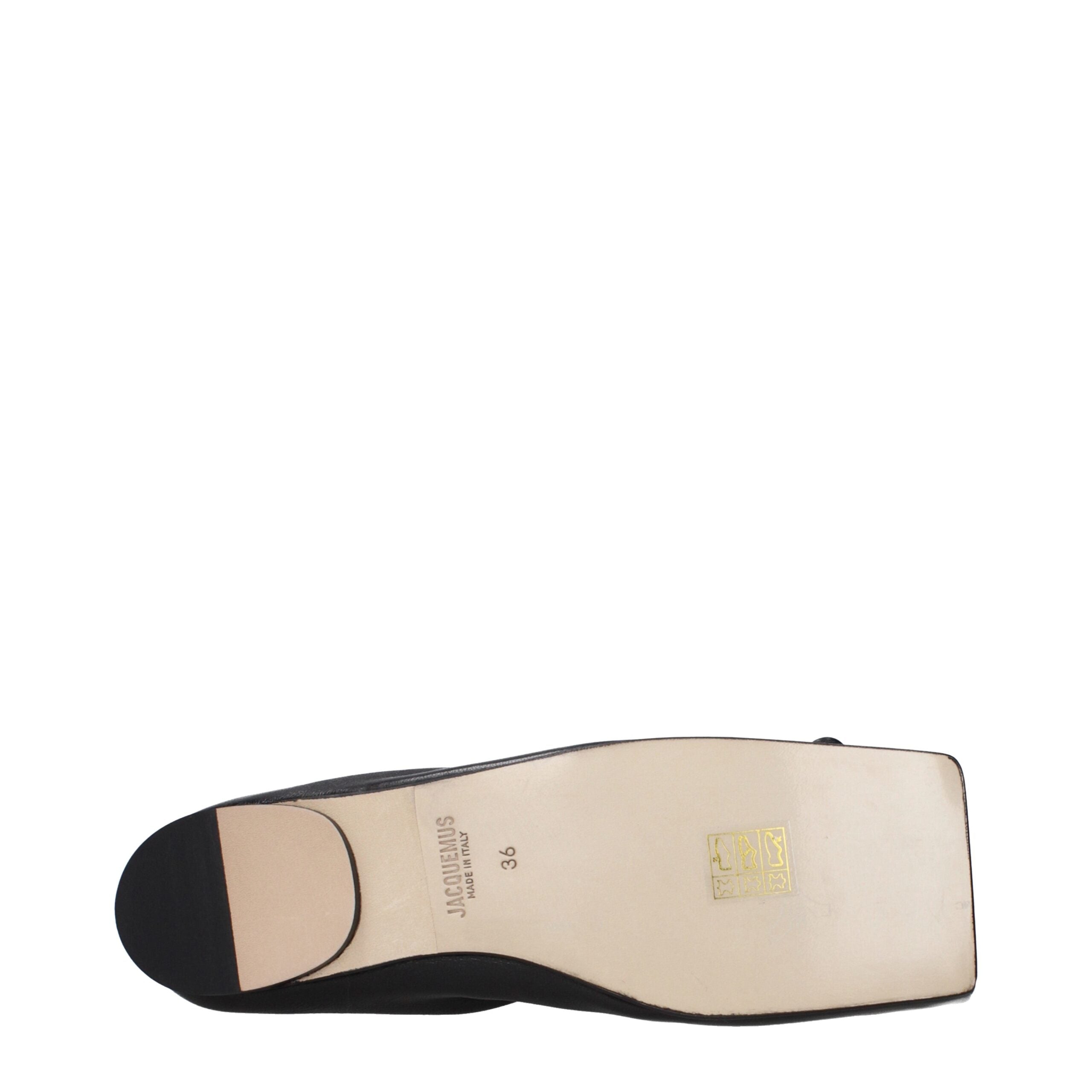 Indulge in the exquisite Jacquemus Black Leather Ballet Flats, where artisanal craftsmanship meets timeless elegance, elevating every step into a statement of luxury.