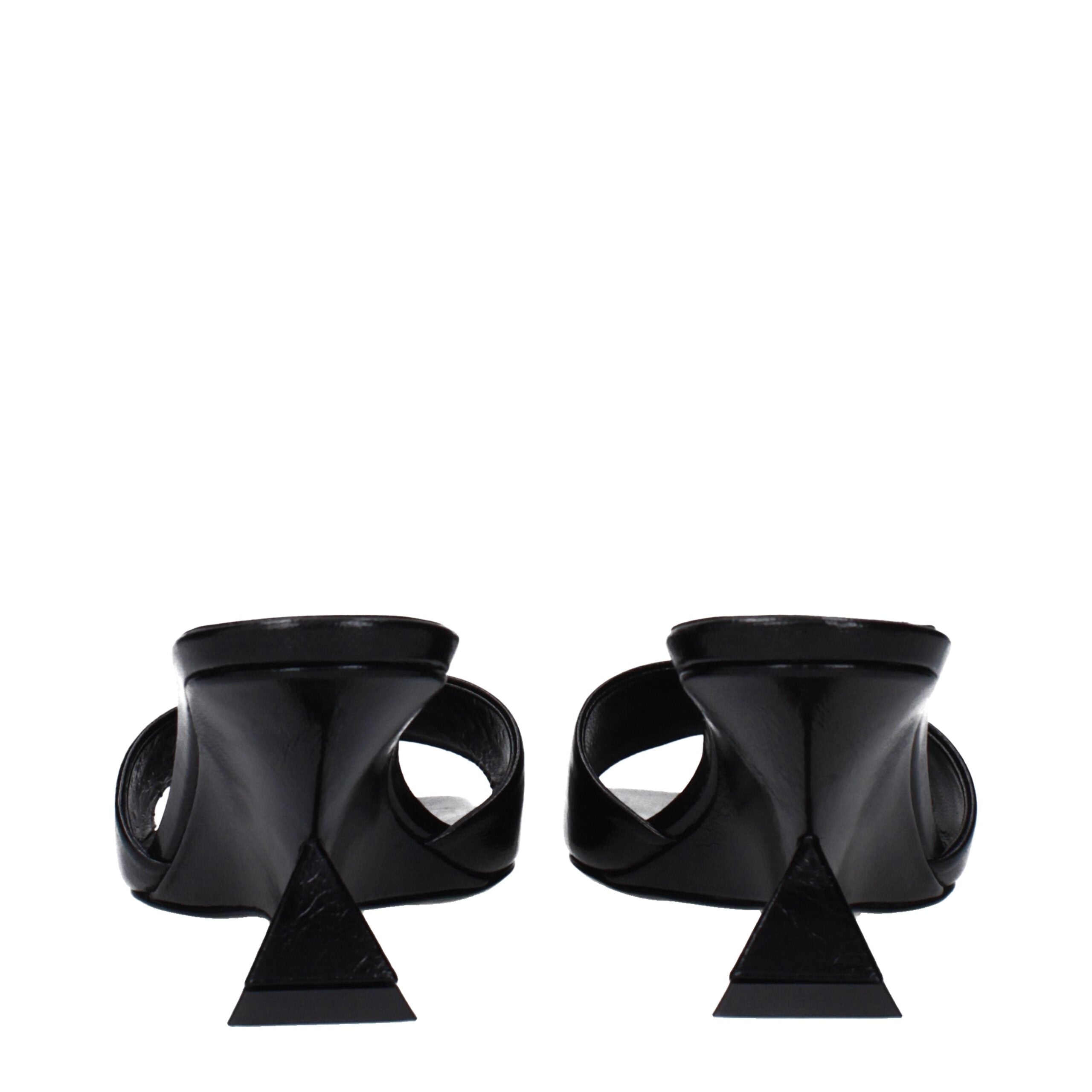 The Attico Black Leather Flat Sandals