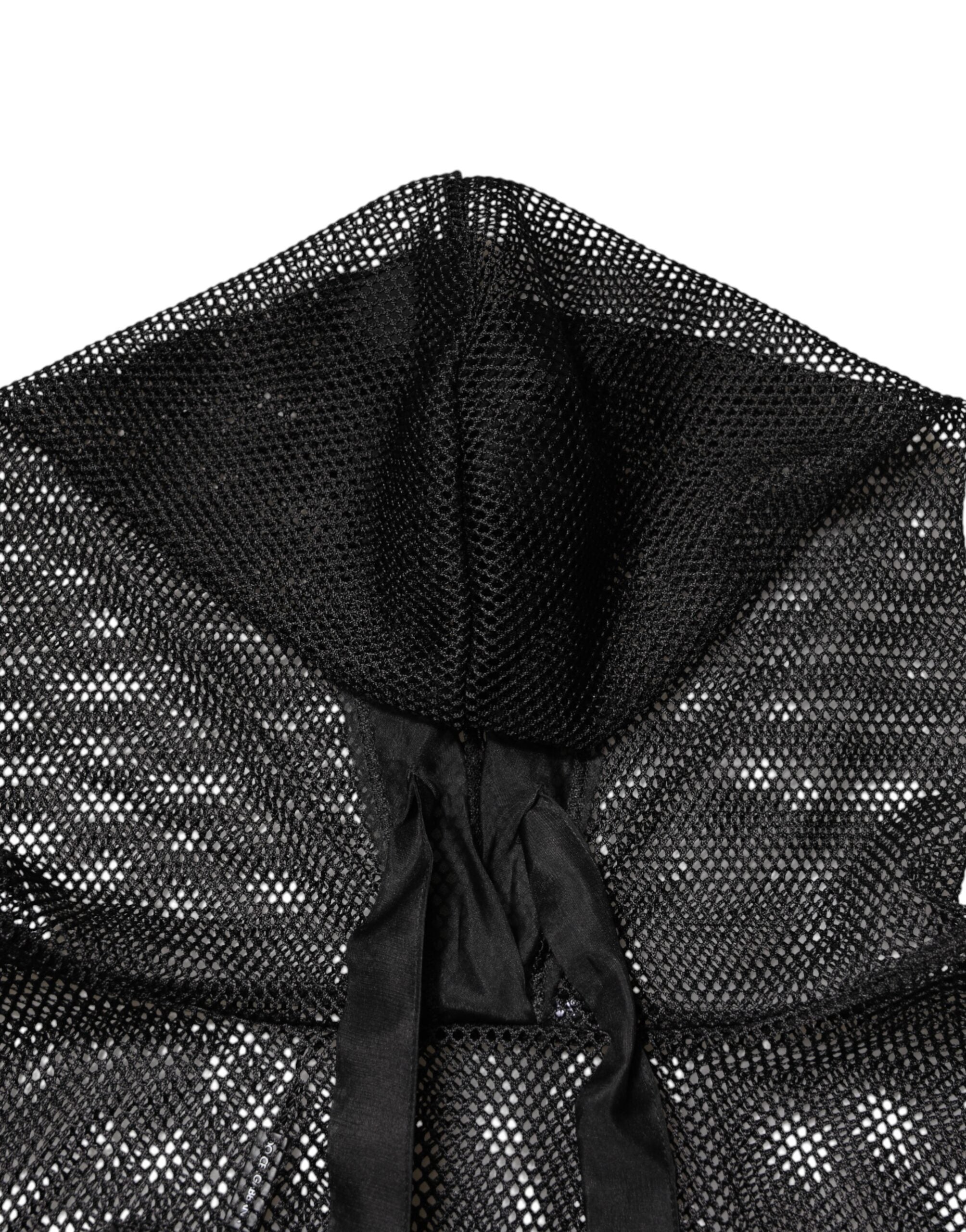 Elevate your style with the Dolce & Gabbana Black See Through Hooded Pullover Sweater, a luxurious blend of silk and polyester, embodying exquisite Italian craftsmanship and timeless elegance.