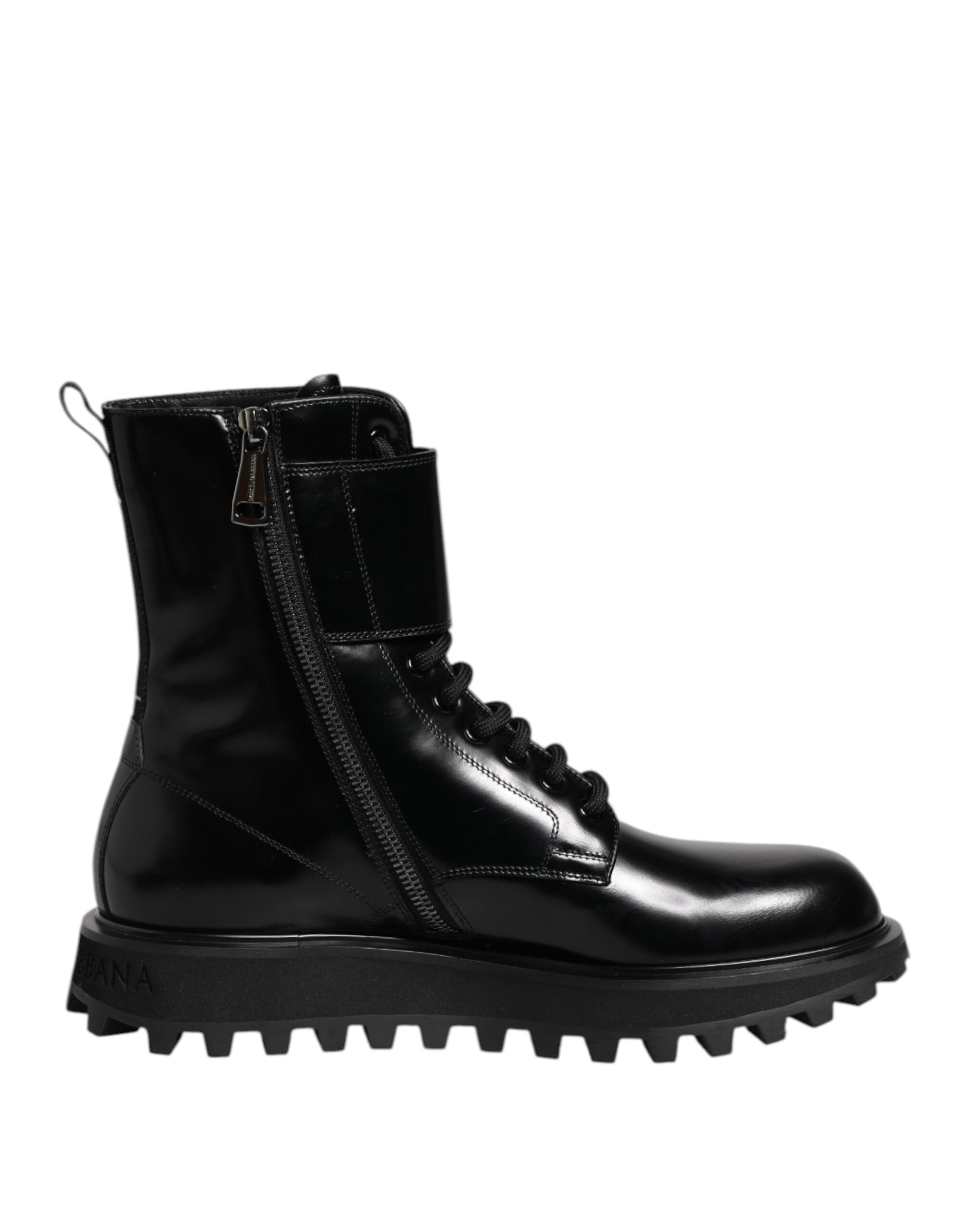 Indulge in the exquisite craftsmanship of Dolce & Gabbana's Black Leather Lace Up Mid Calf Boots, where luxurious calf leather meets timeless elegance for the discerning individual.