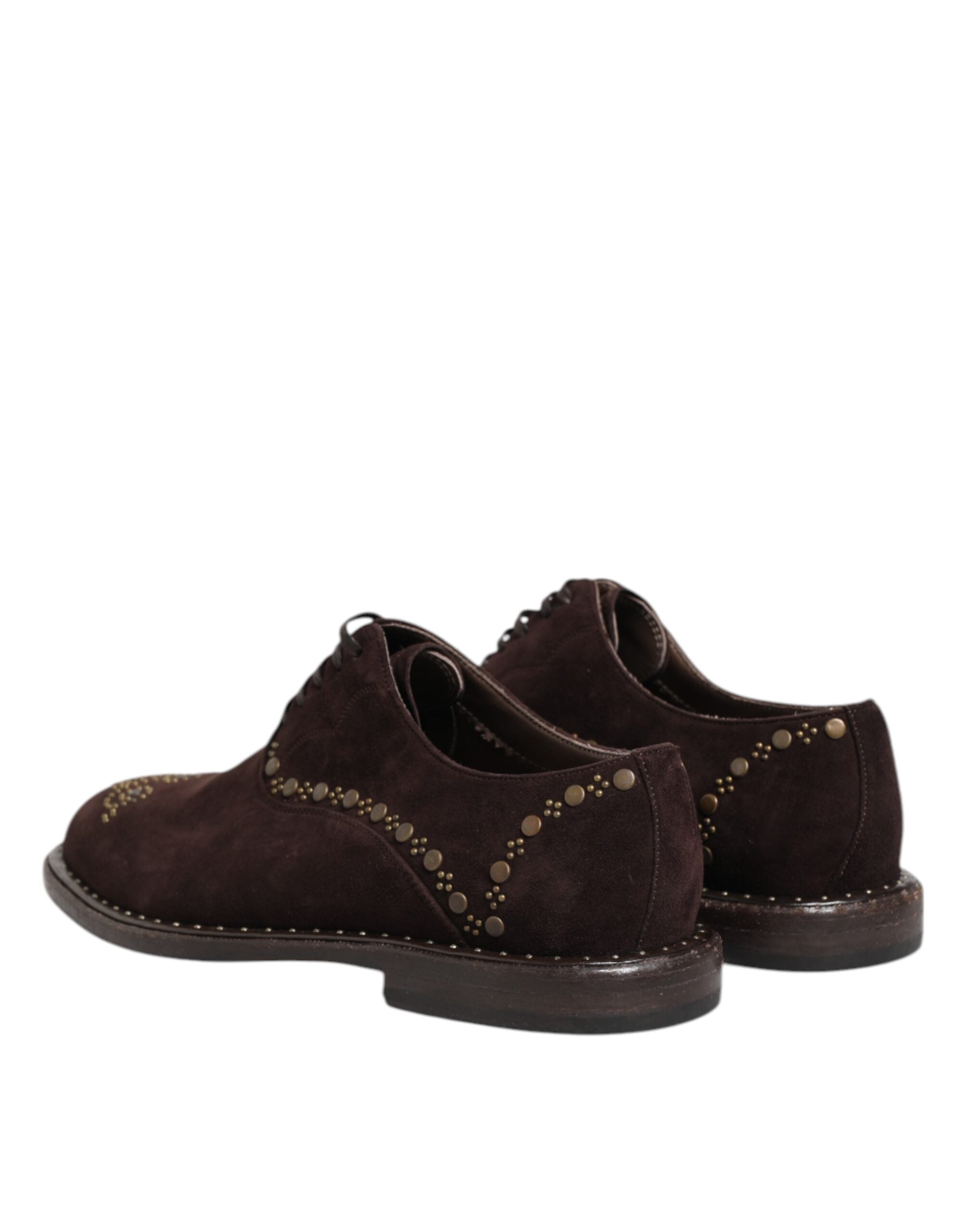 Experience the exquisite Dolce & Gabbana Brown Velvet Lace Up Oxford Dress Shoes, crafted from luxurious Capra leather, embodying timeless elegance and refined sophistication for the discerning individual.