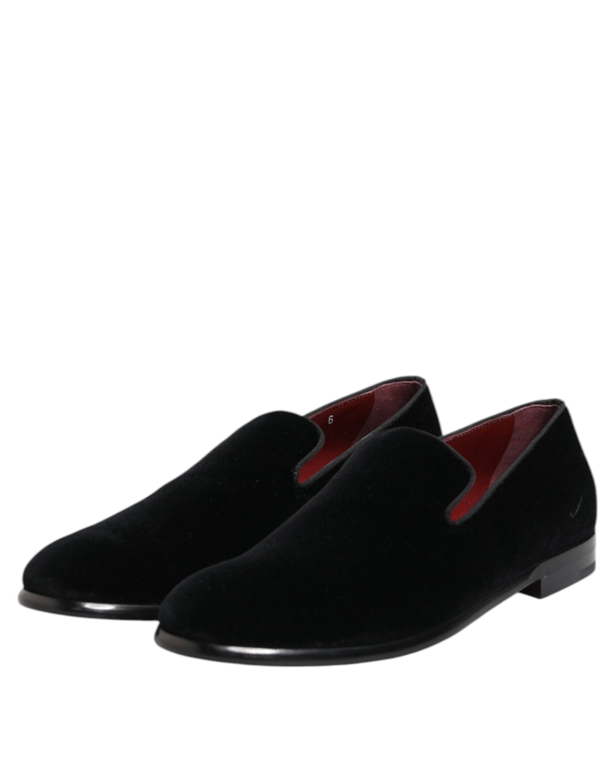 Dolce & Gabbana Black Velvet Loafers Formal Men Dress Shoes