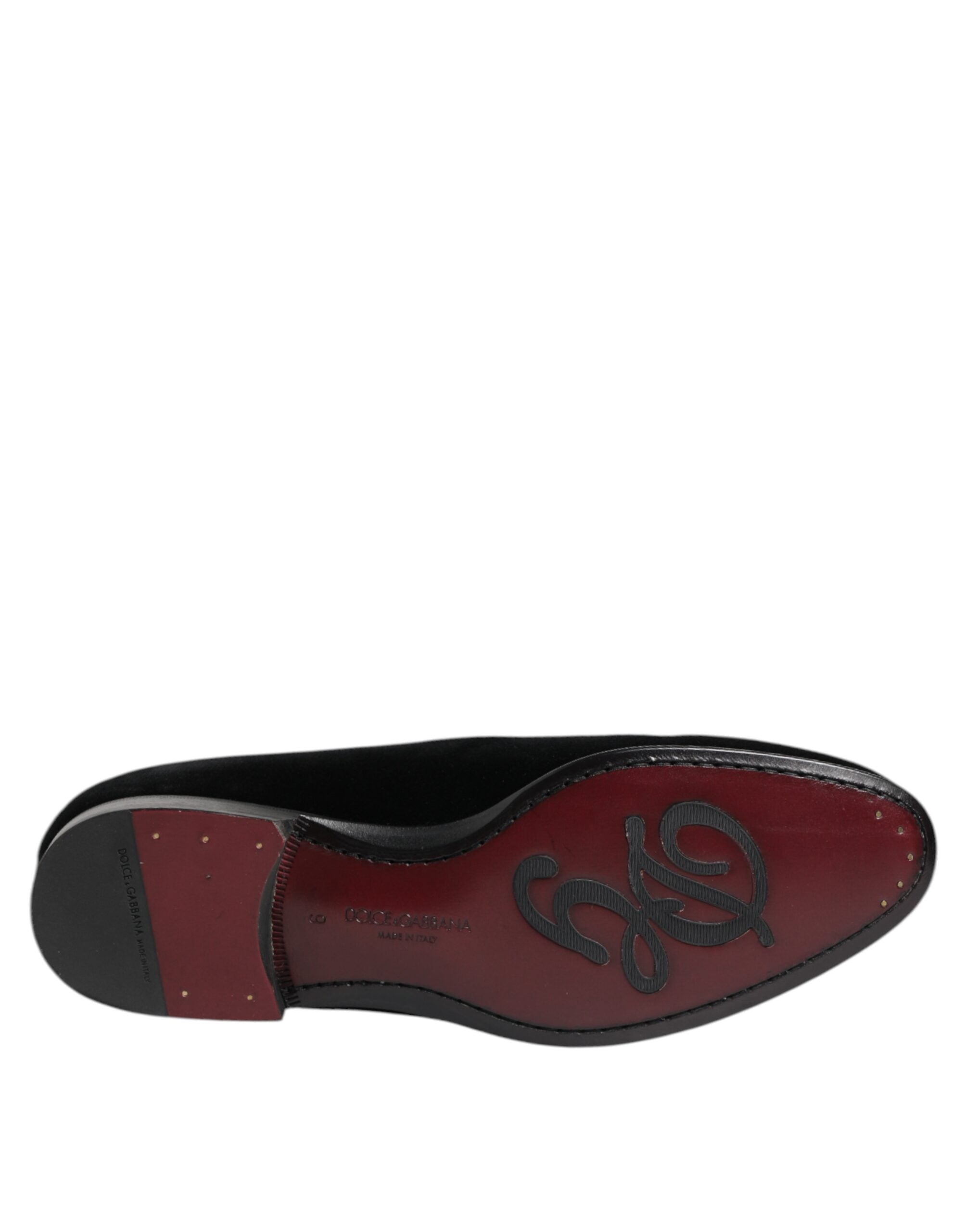 Dolce & Gabbana Black Velvet Loafers - Artisanal Luxury Footwear