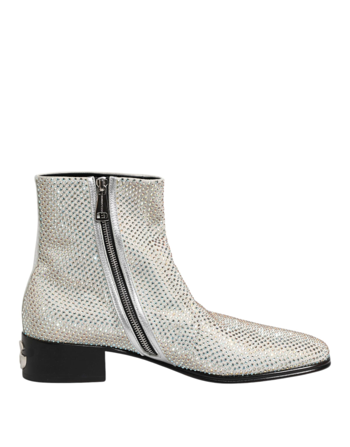 Step into a world of opulence with Dolce & Gabbana's White Strass DG Logo Heels, where exquisite craftsmanship meets luxurious materials for timeless elegance.