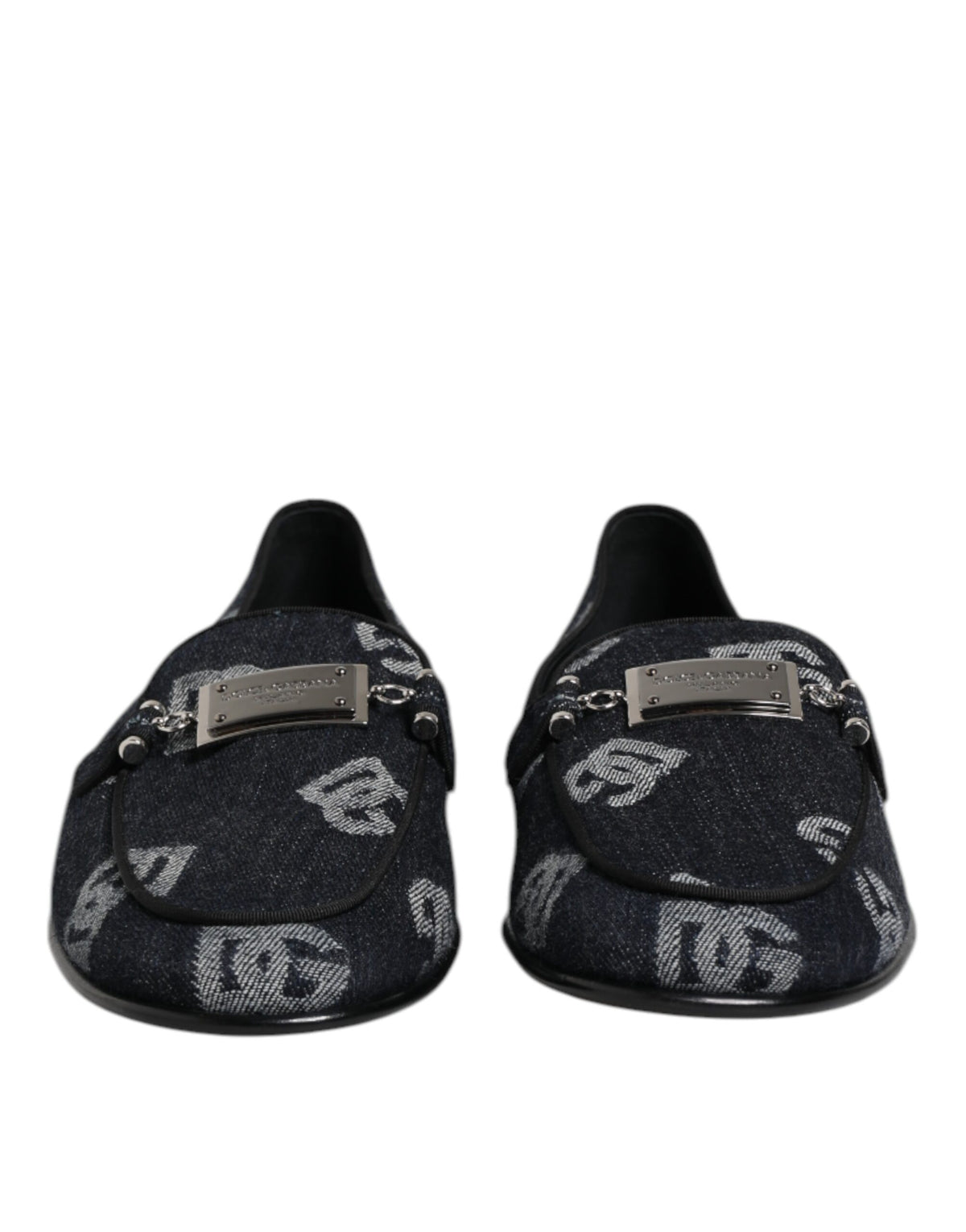 Dolce & Gabbana Blue Logo Cotton Loafers - Artisanal Elegance