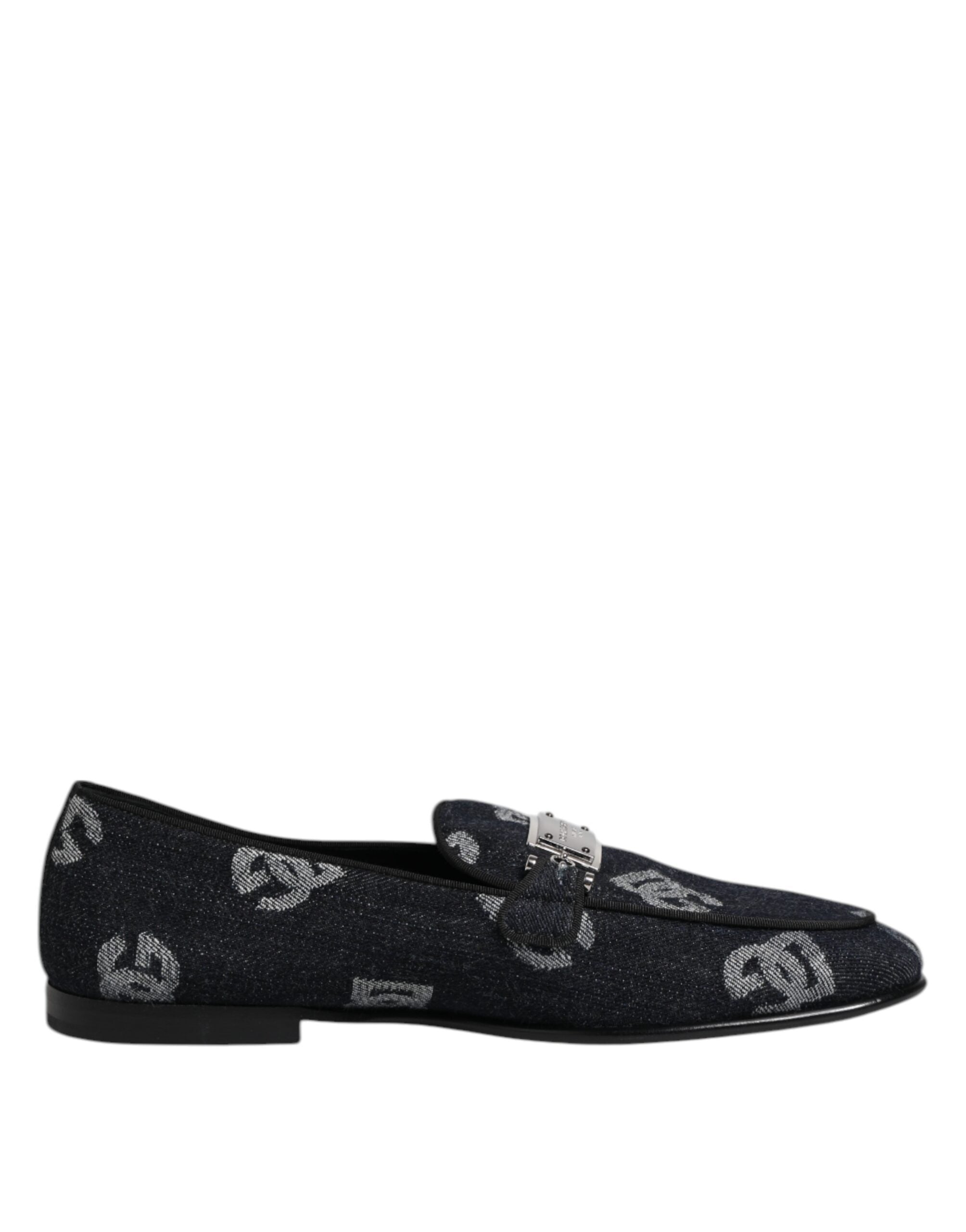 Dolce & Gabbana Blue Logo Cotton Loafers - Timeless Luxury Footwear