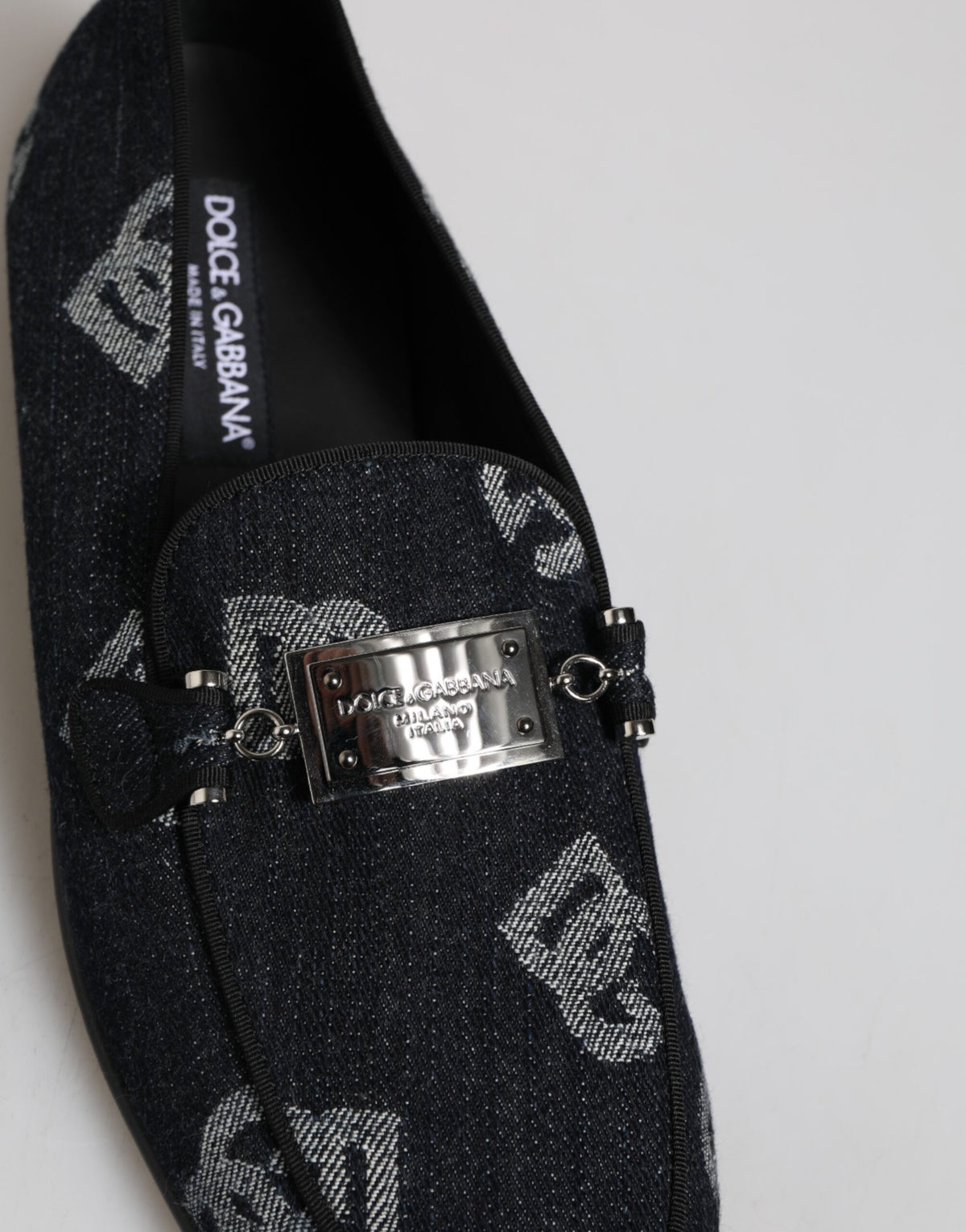Dolce & Gabbana Blue Logo Cotton Loafers - Artisanal Elegance