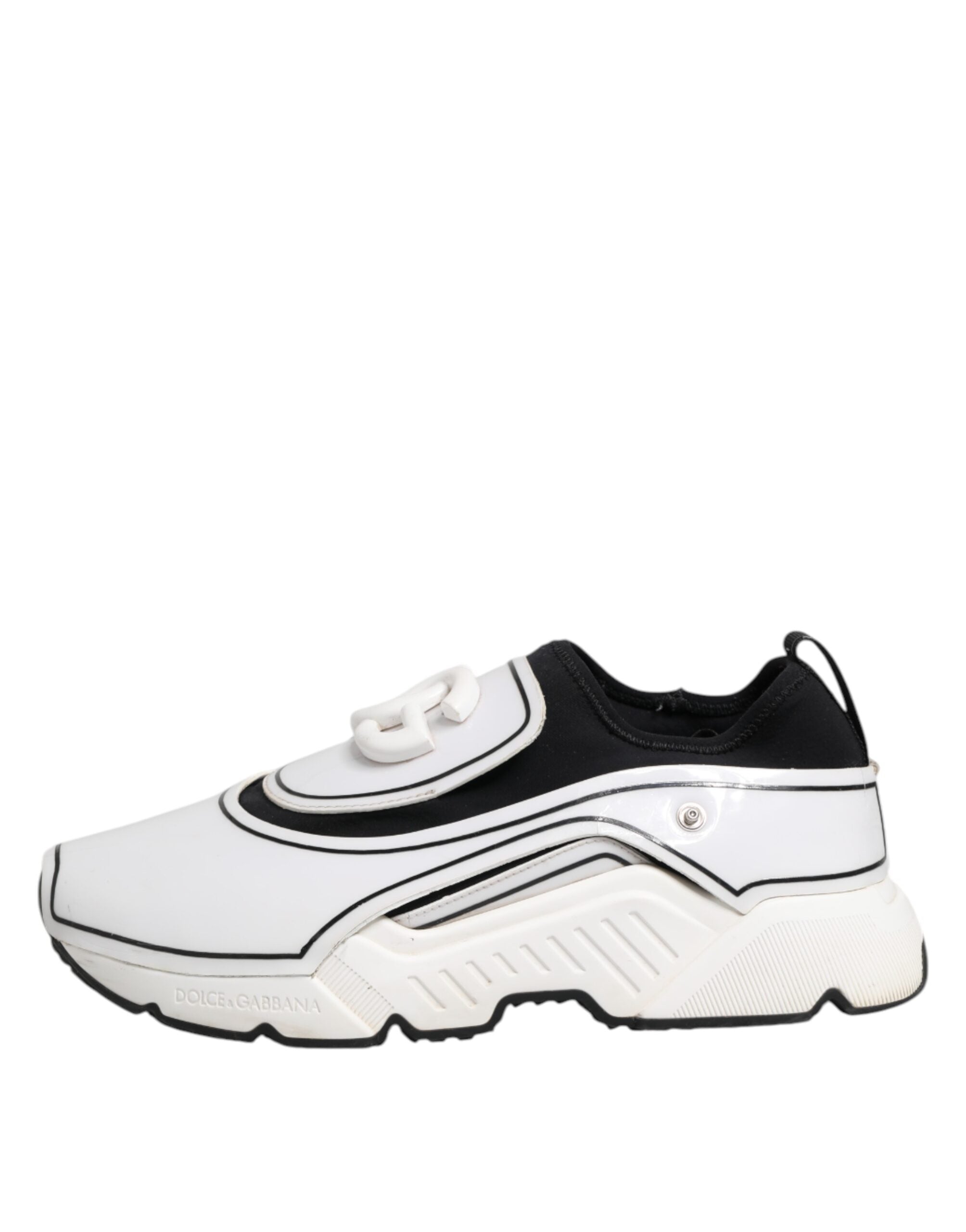 Dolce & Gabbana White Black Logo Plaque Daymaster Men Sneakers Shoes