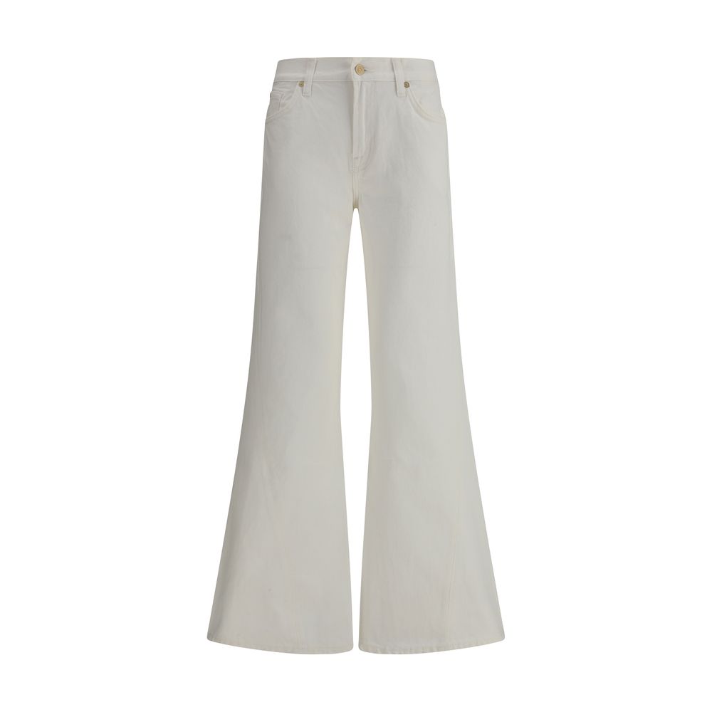 7FOR Beige Cotton Flared Jeans - Effortless Luxury for All