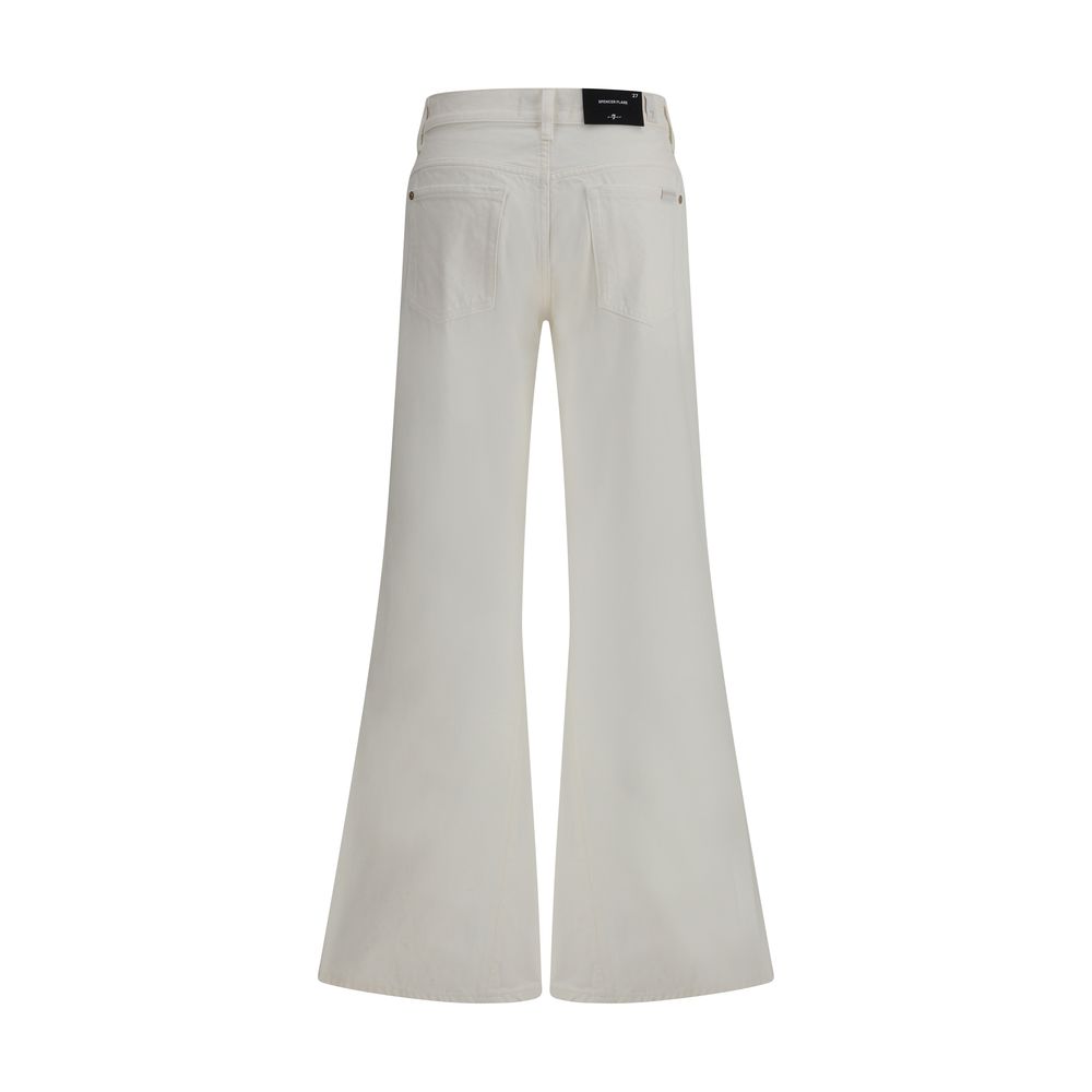 7FOR Beige Cotton Flared Jeans - Elevate Your Elegance