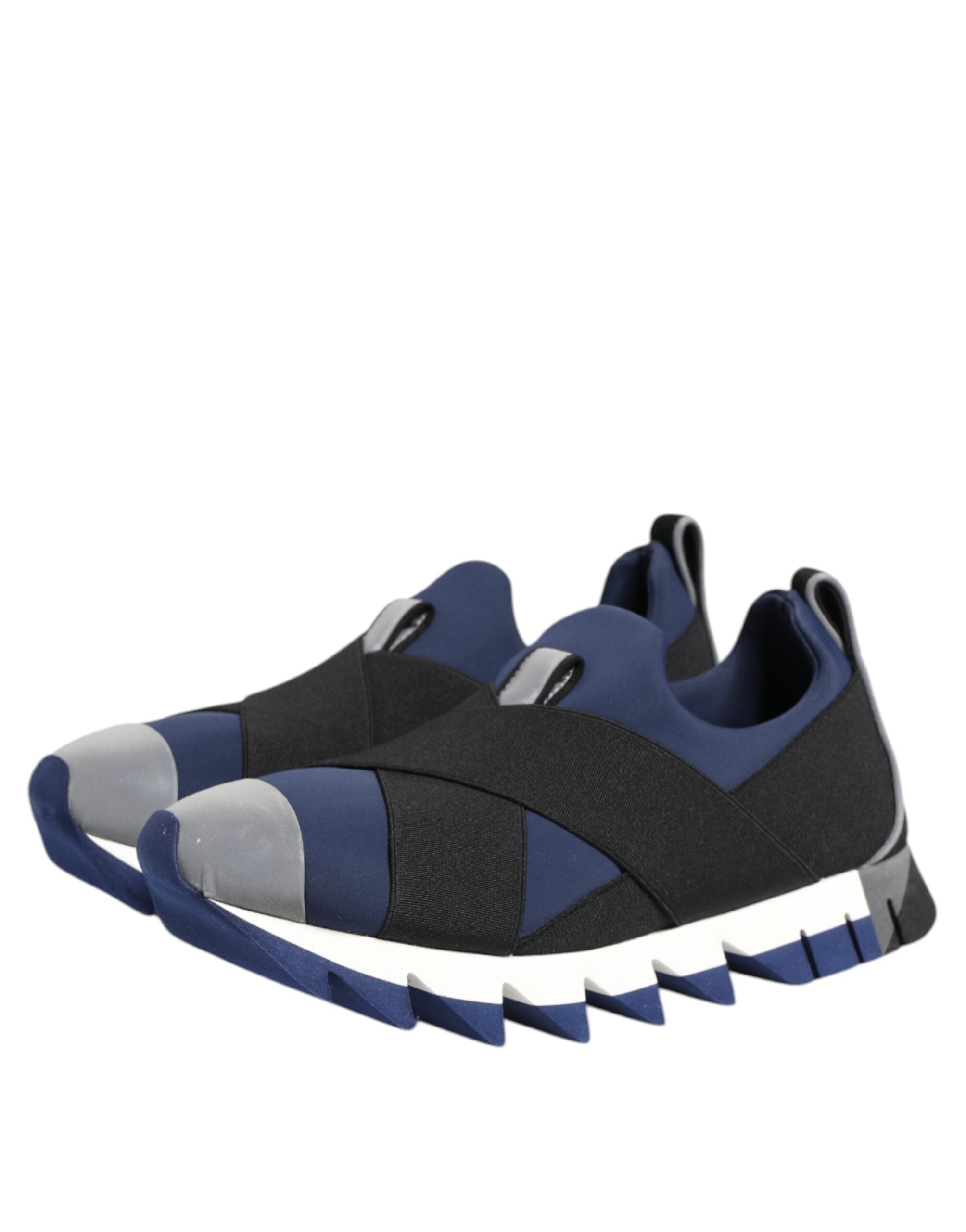 Dolce & Gabbana Blue Black Slip On Low Top Men Sneakers Shoes