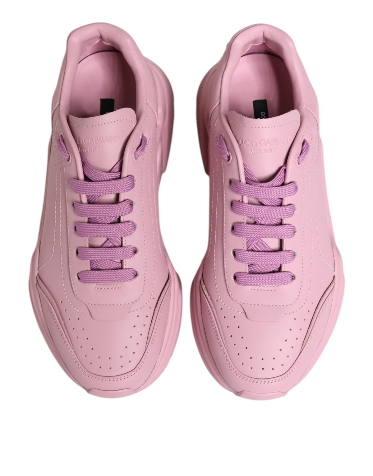 Dolce & Gabbana Pink Leather Daymaster Sneakers - Artisanal Luxury