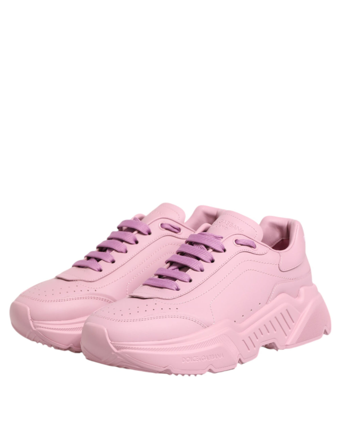 Dolce & Gabbana Pink Leather Daymaster Sneakers - Artisanal Luxury