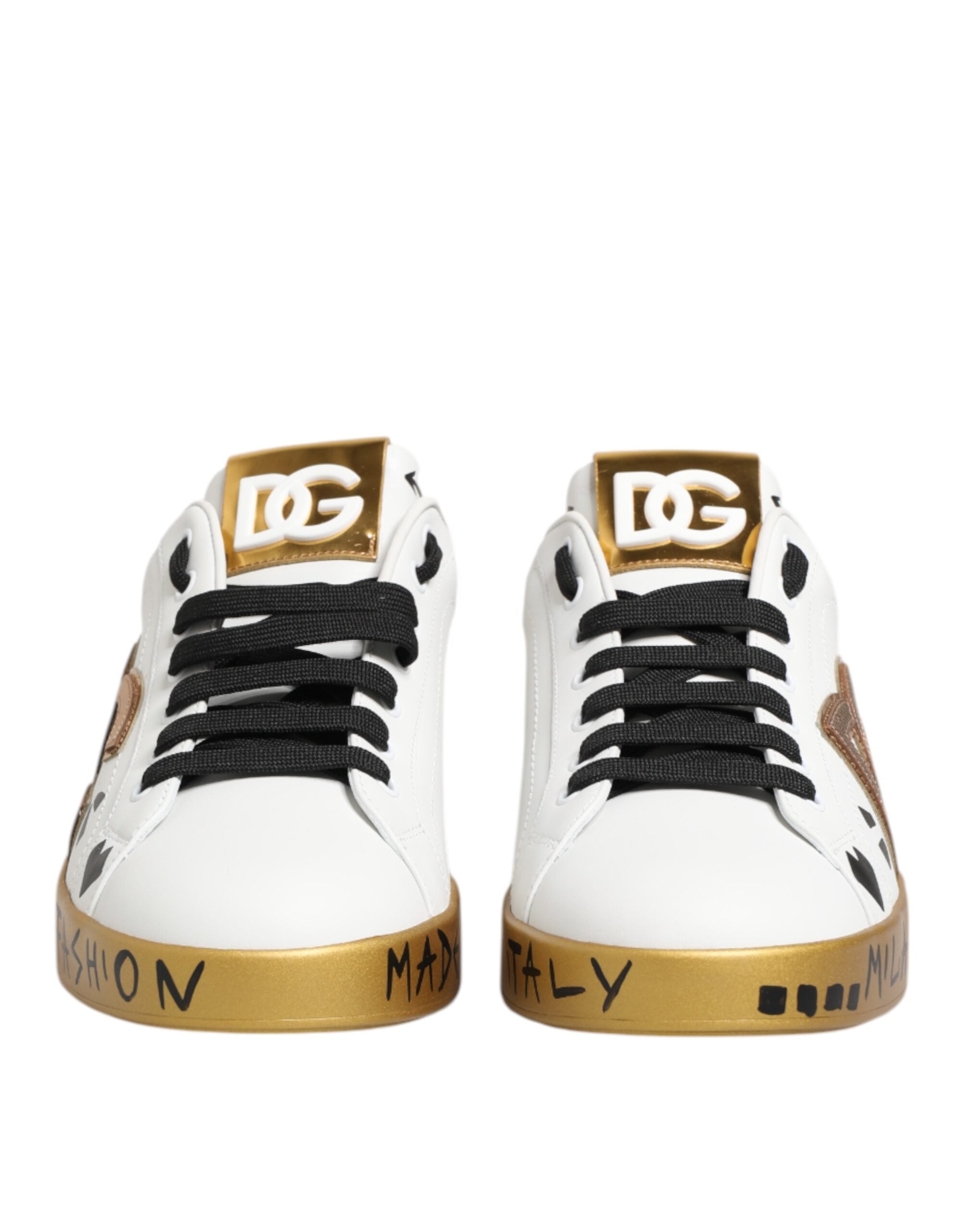 Dolce & Gabbana White Gold Crystal Portofino Sneakers Luxury