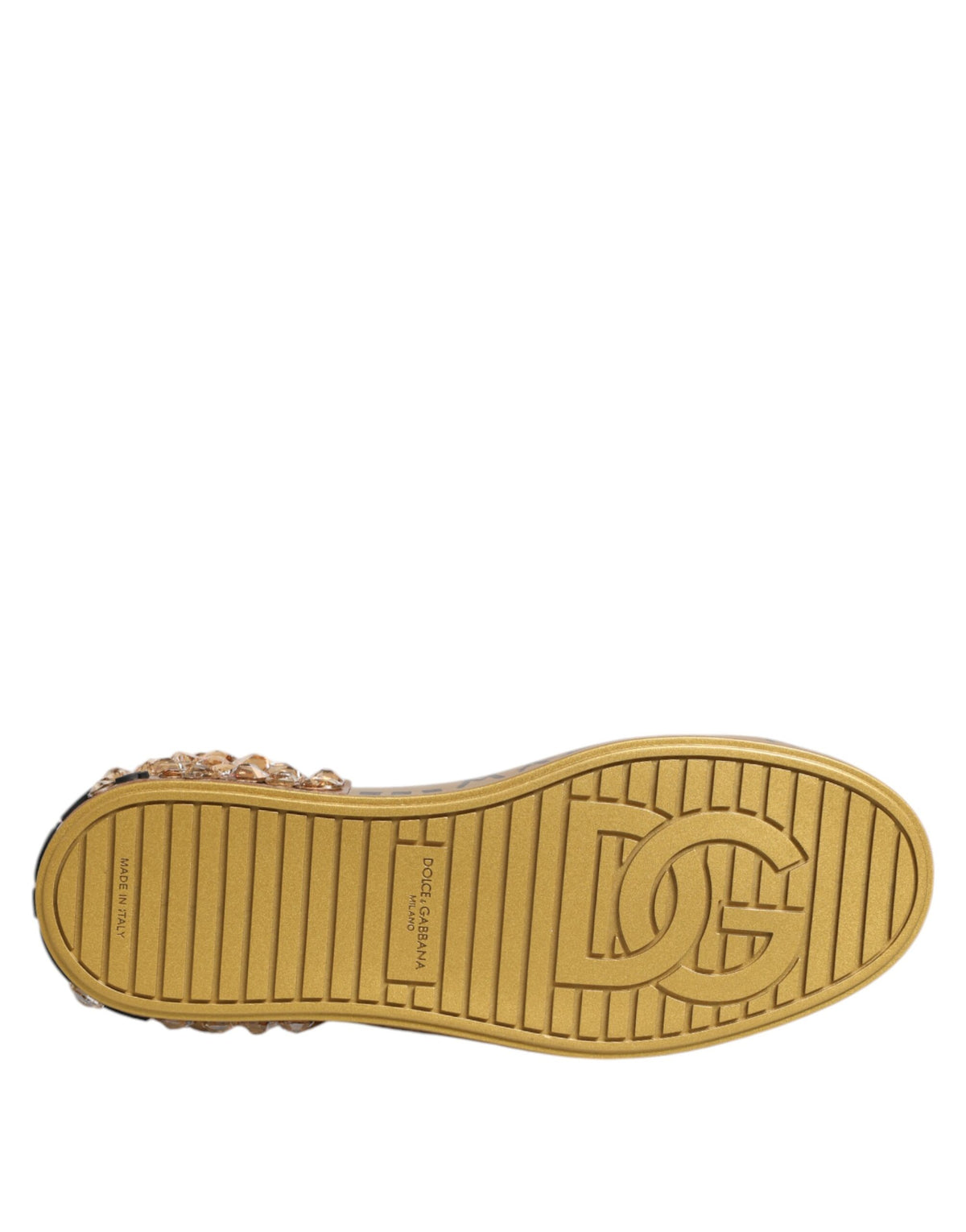Dolce & Gabbana White Gold Crystal Portofino Sneakers Luxury