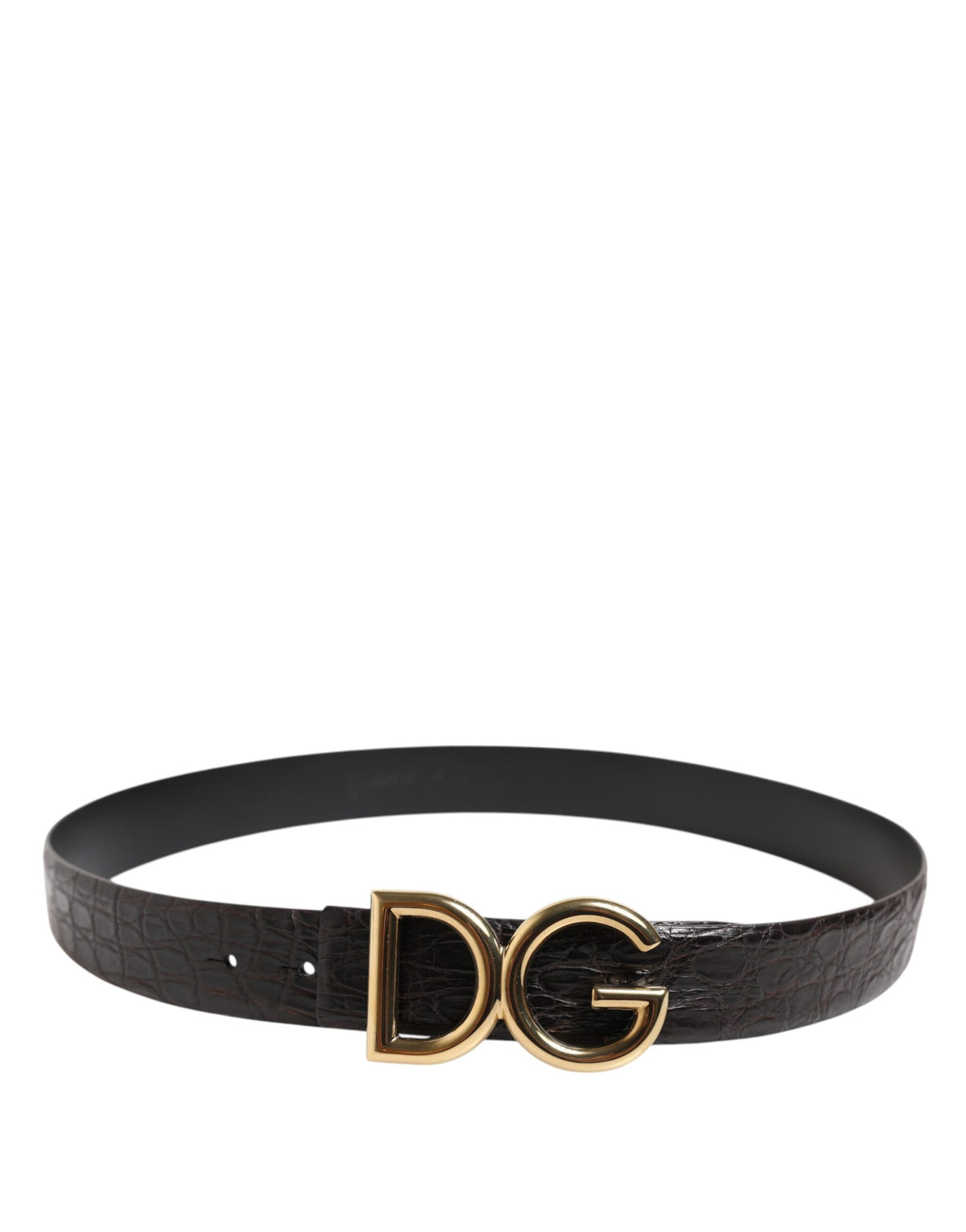 Dolce & Gabbana Black Exotic Leather DG Logo Buckle Belt Couture