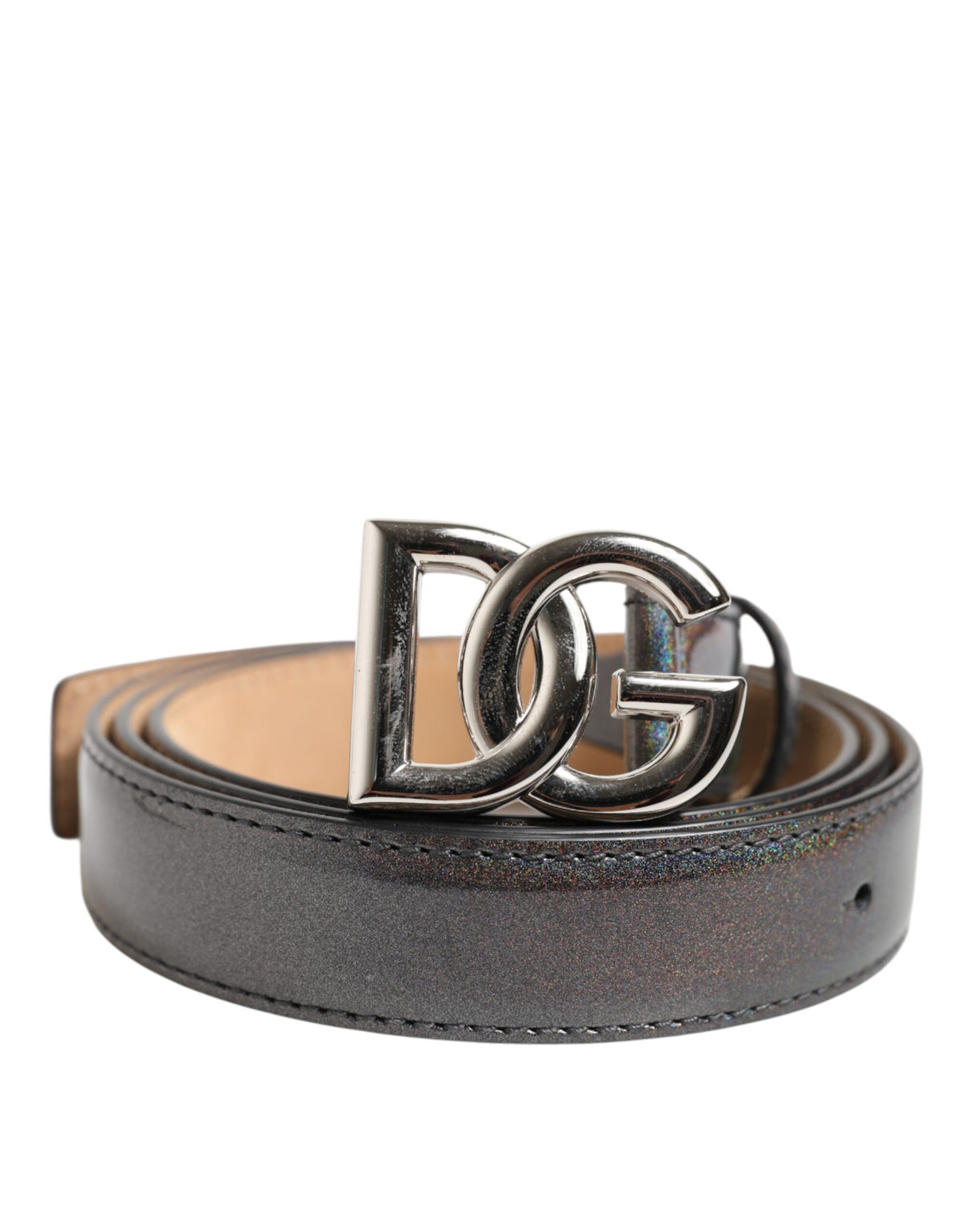 Dolce & Gabbana Metallic Leather Logo Buckle Belt - Exquisite Luxury