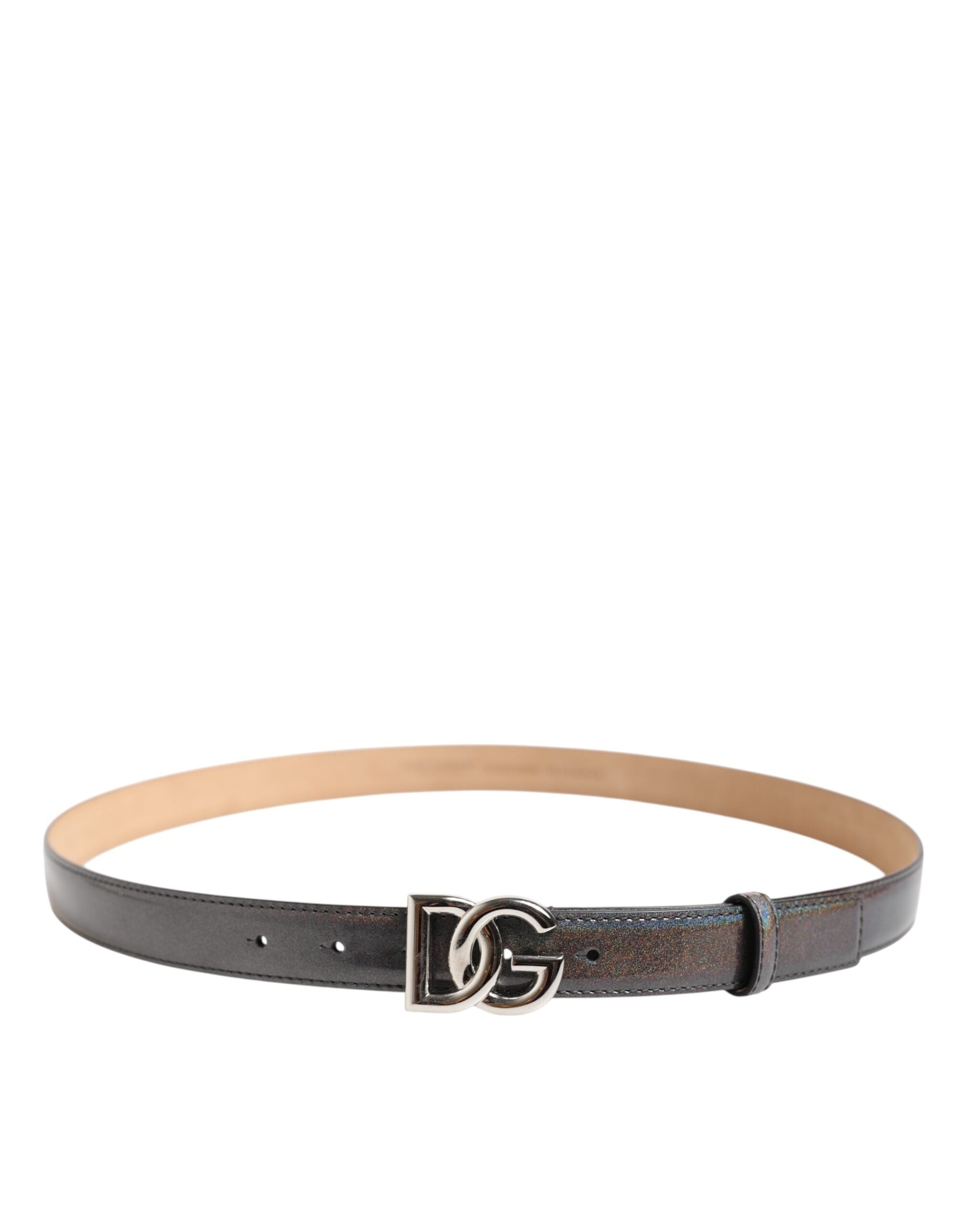 Dolce & Gabbana Metallic Leather Logo Buckle Belt - Exquisite Luxury