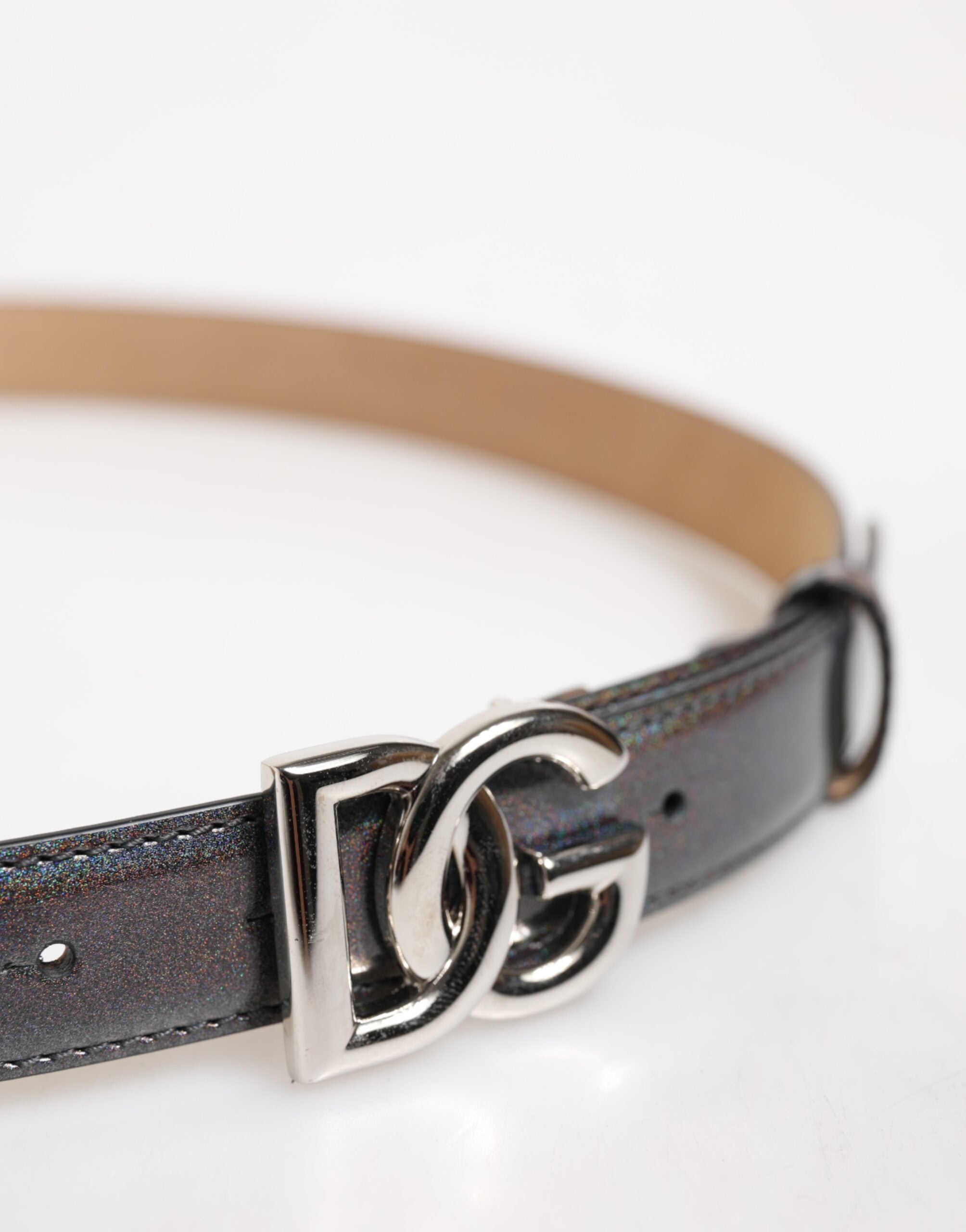 Dolce & Gabbana Metallic Leather Logo Buckle Belt - Timeless Luxury