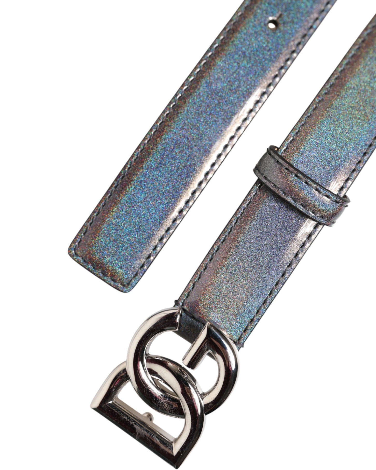 Dolce & Gabbana Metallic Leather Logo Buckle Belt - Exquisite Luxury