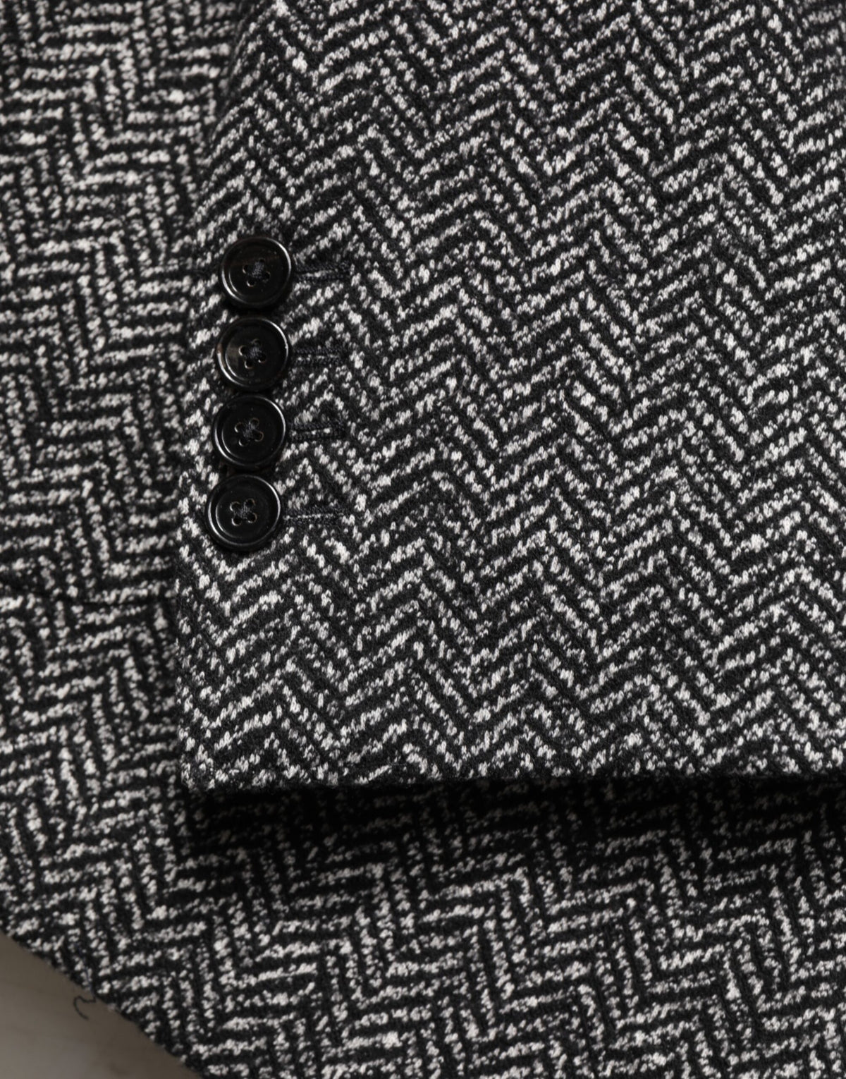 Elevate your wardrobe with the Dolce & Gabbana Black White Double Breasted Men Suit Blazer, crafted from a luxurious wool-cotton blend, embodying timeless elegance and Italian sophistication.