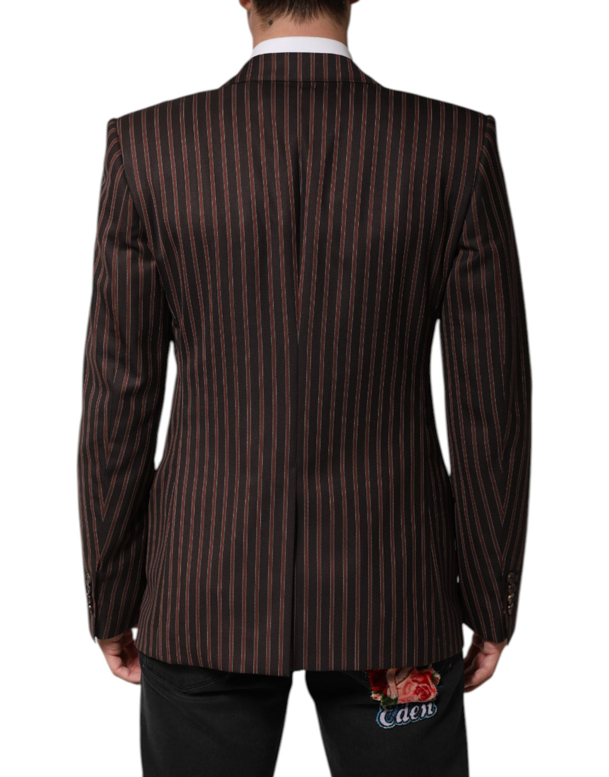 Elevate your wardrobe with the Dolce & Gabbana Black Brown Stripe Single Breasted Blazer, crafted from luxurious virgin wool and silk lining, embodying timeless elegance and sophisticated allure.