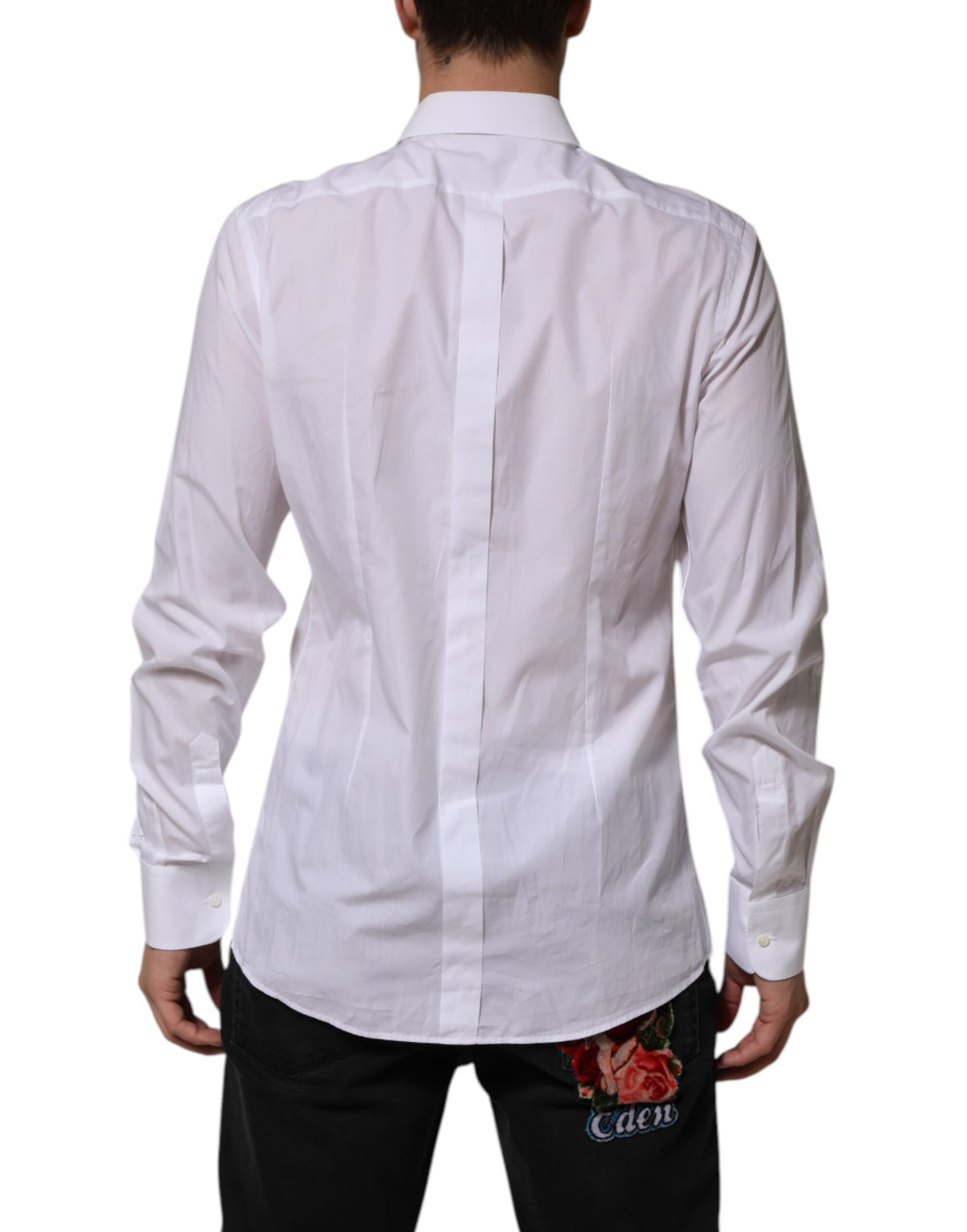 Elevate your wardrobe with the Dolce & Gabbana White Bib Cotton Poplin GOLD Men Formal Shirt, a masterpiece of Italian craftsmanship that embodies timeless elegance and sophistication.