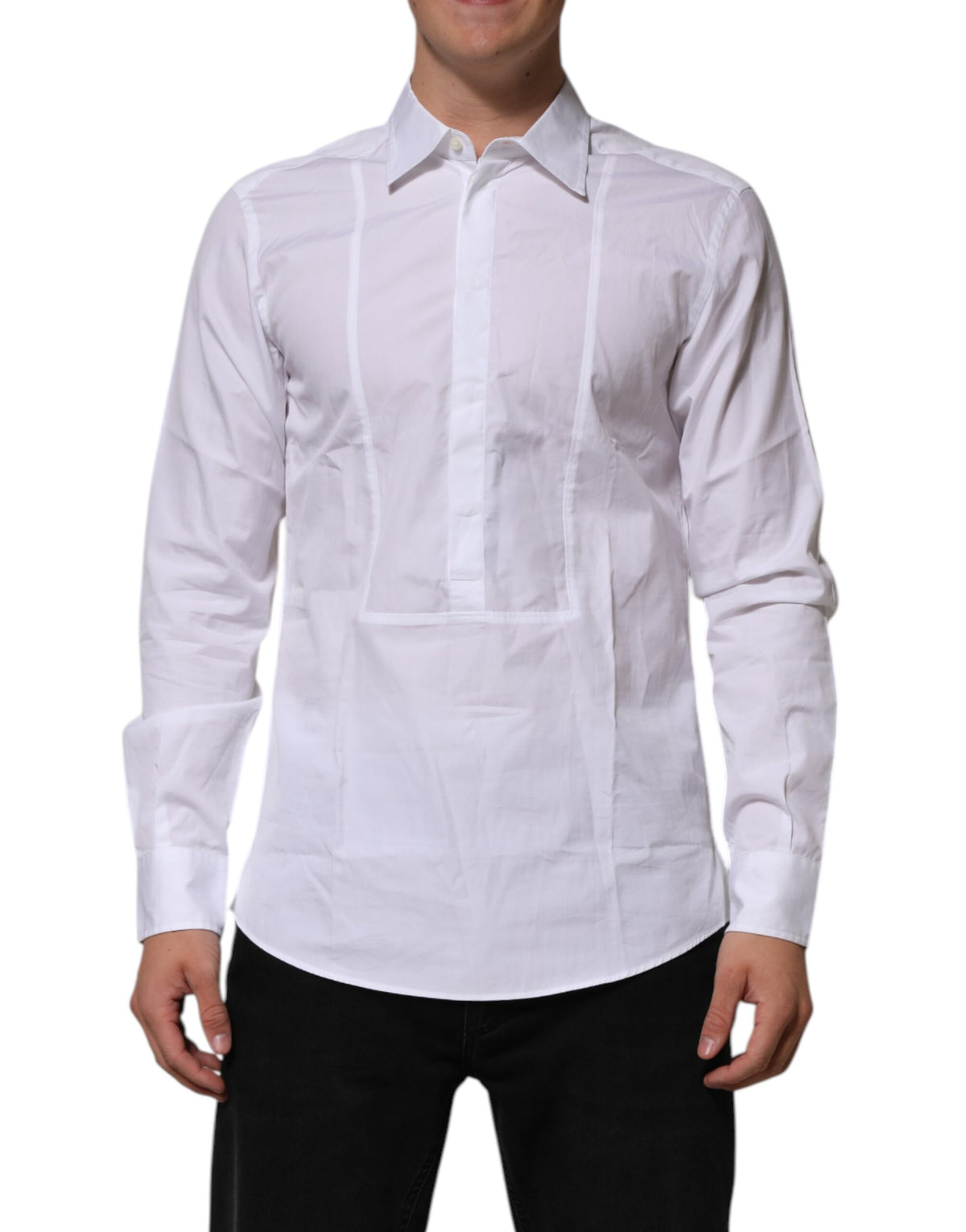 Discover the Dolce & Gabbana White Poplin Cotton Formal Dress Shirt, a timeless piece embodying exquisite craftsmanship and luxurious comfort for the discerning individual.