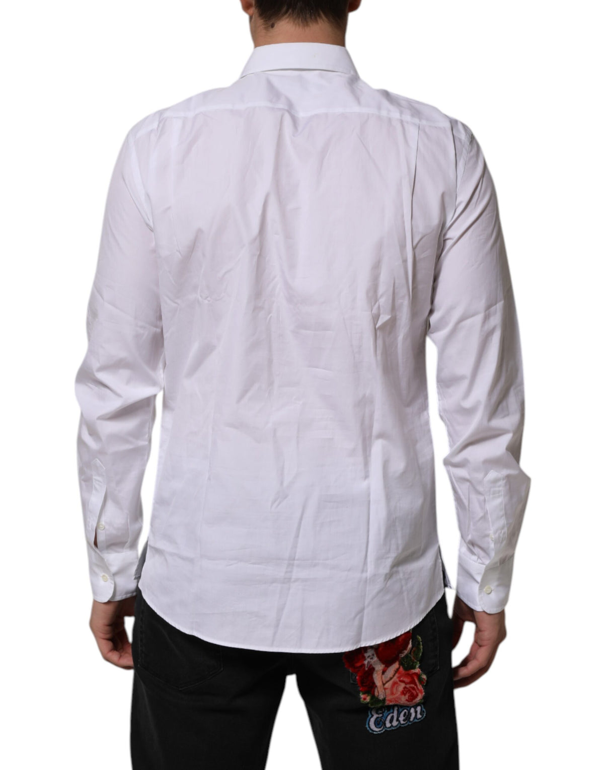 Elevate your wardrobe with the Dolce & Gabbana White Poplin Cotton Formal Dress Shirt, a timeless blend of luxury and sophistication crafted for discerning individuals.