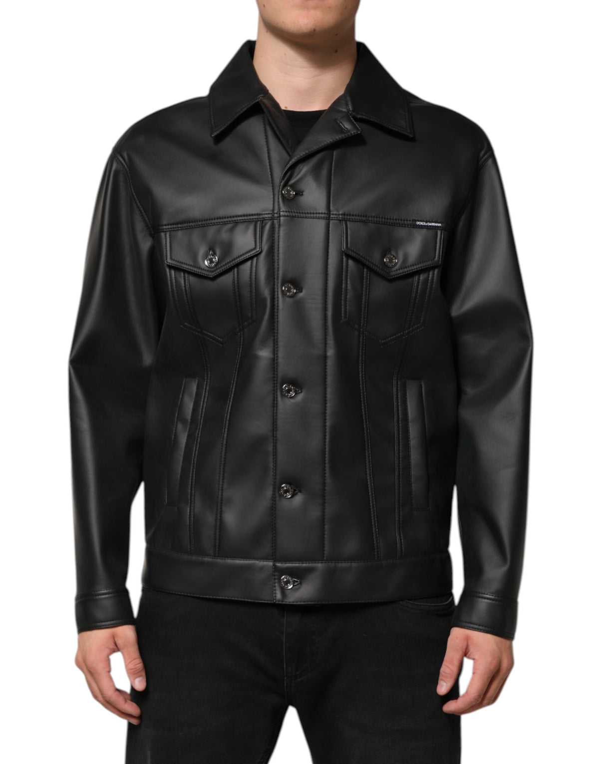 Experience the exquisite Dolce & Gabbana Black Polyester Button Down Biker Jacket, where luxurious Italian craftsmanship meets modern sophistication, perfect for the discerning individual.