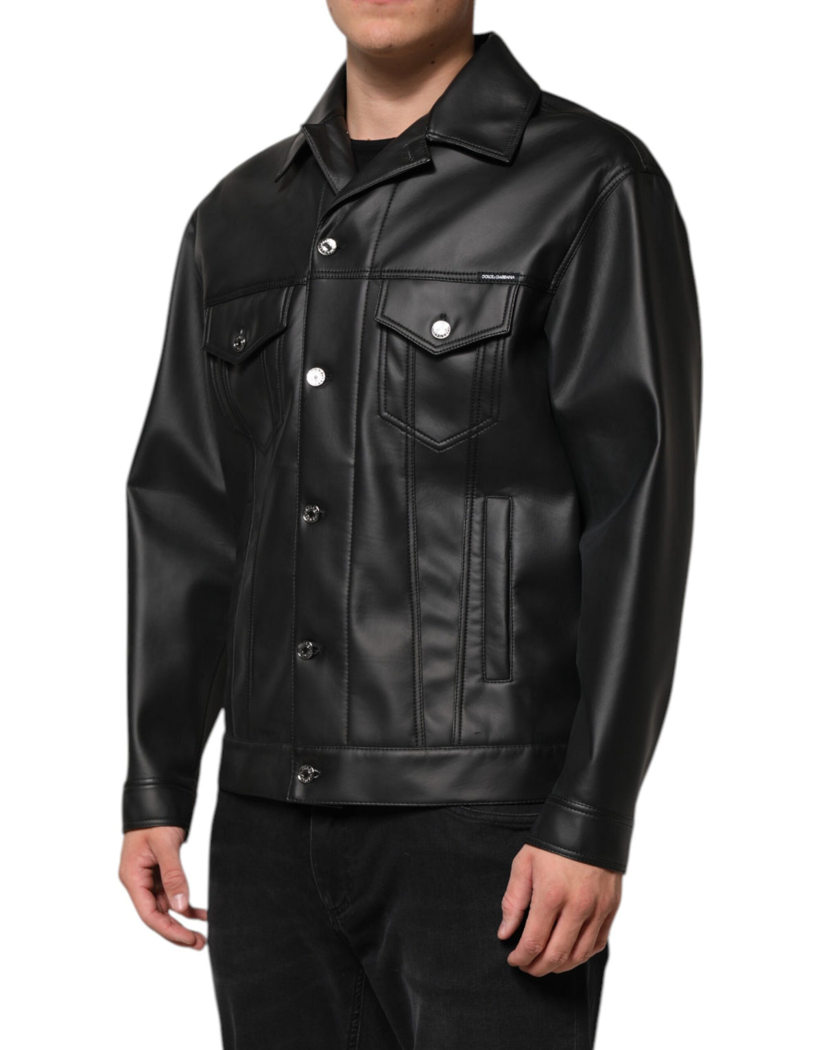 Discover the Dolce & Gabbana Black Polyester Button Down Biker Jacket, a masterpiece of Italian craftsmanship that embodies elegance and sophistication for every occasion.