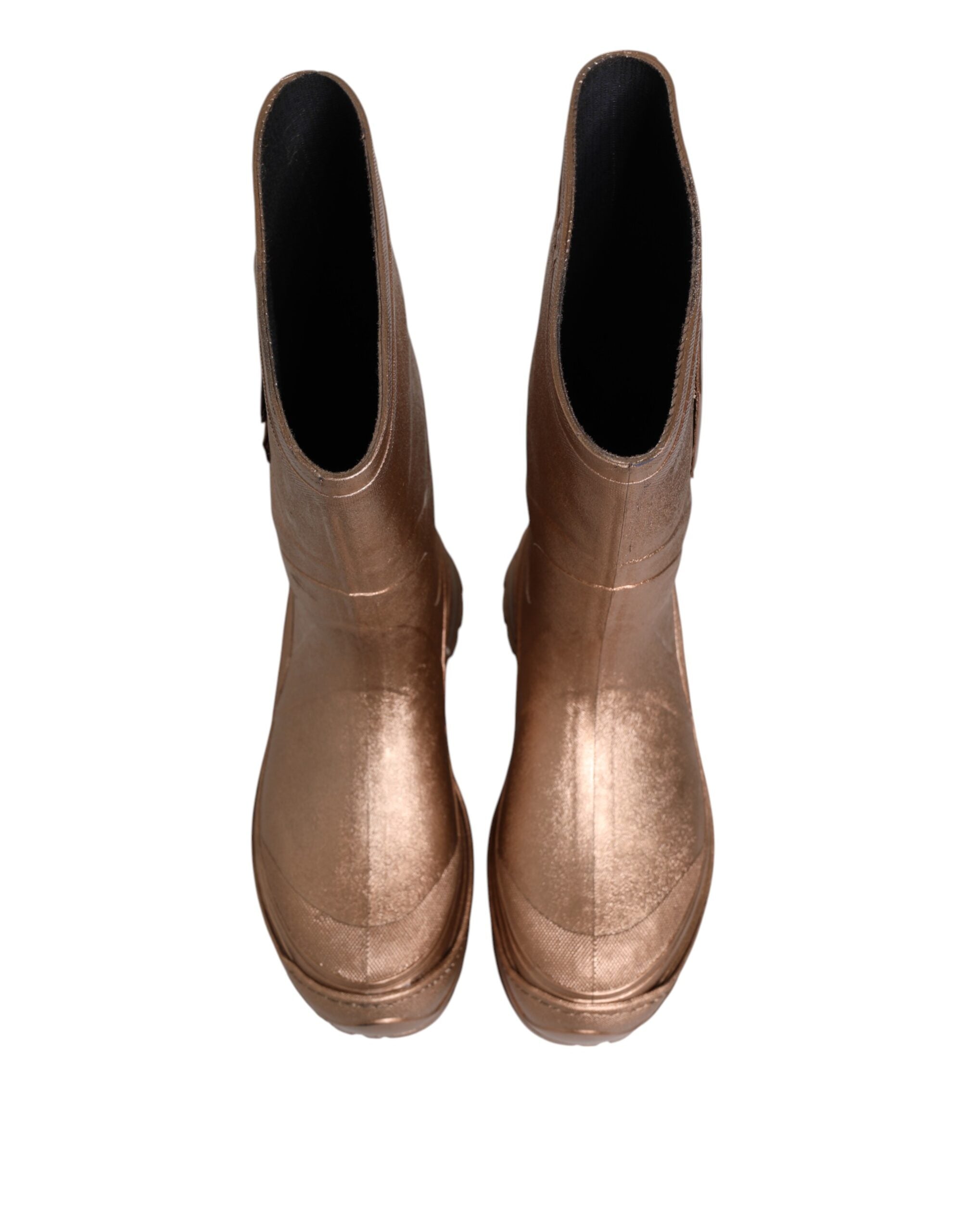 Dolce & Gabbana Metallic Gold Pull On Rain Boots Shoes