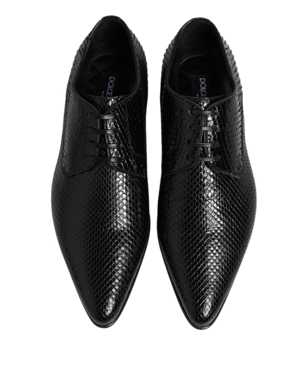 Dolce & Gabbana Black Exotic Leather Derby Shoes - Luxury Redefined
