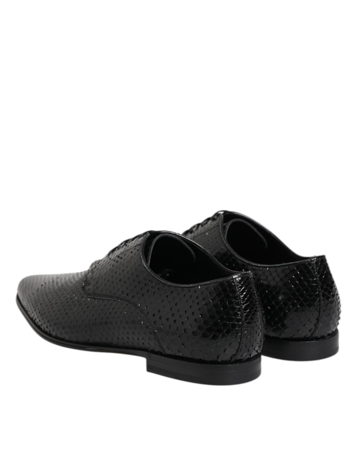 Dolce & Gabbana Black Python Leather Derby Shoes - Luxury Redefined