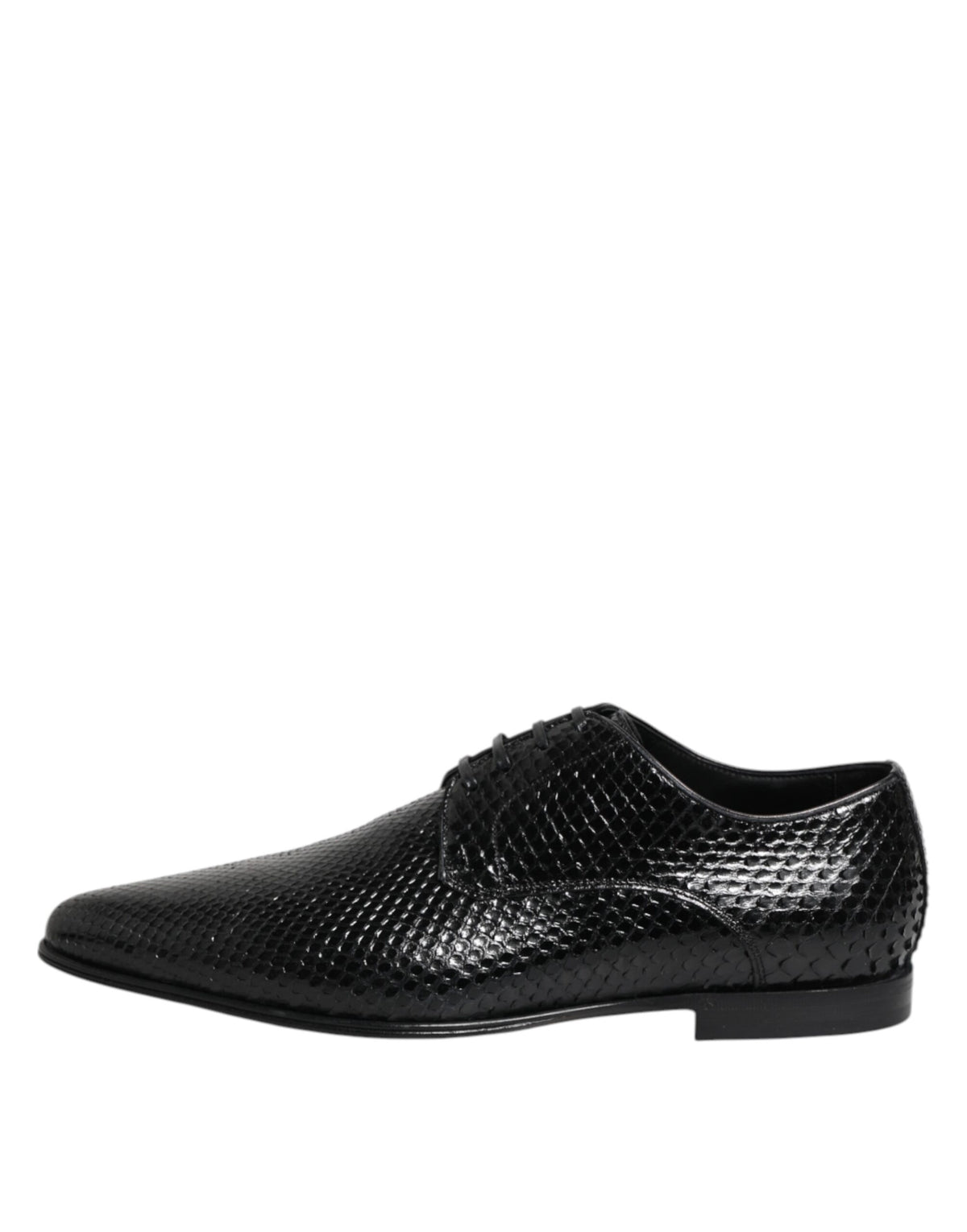 Dolce & Gabbana Black Python Leather Derby Shoes for Timeless Elegance