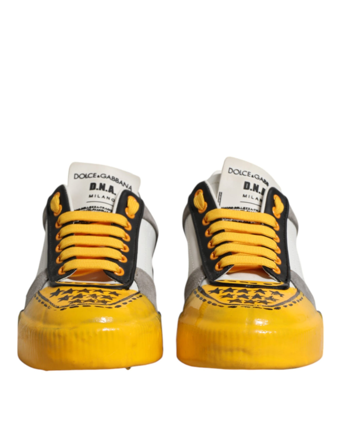 Indulge in the exquisite Dolce & Gabbana Multicolor MIAMI Low Top Sneakers, crafted from luxurious calfskin leather, embodying artistry and elegance for the discerning fashionista.