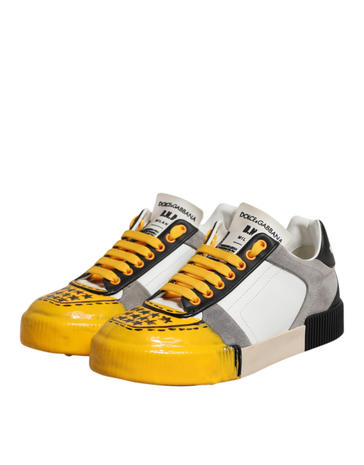 Indulge in the artistry of Dolce & Gabbana's Multicolor MIAMI Low Top Sneakers, crafted from luxurious calfskin leather, embodying sophistication and timeless elegance.