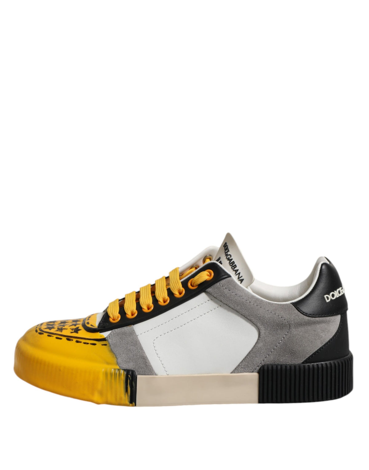 Indulge in the exquisite Dolce & Gabbana Multicolor MIAMI Low Top Sneakers, crafted from luxurious calfskin leather, embodying artistry and elegance for the discerning fashionista.