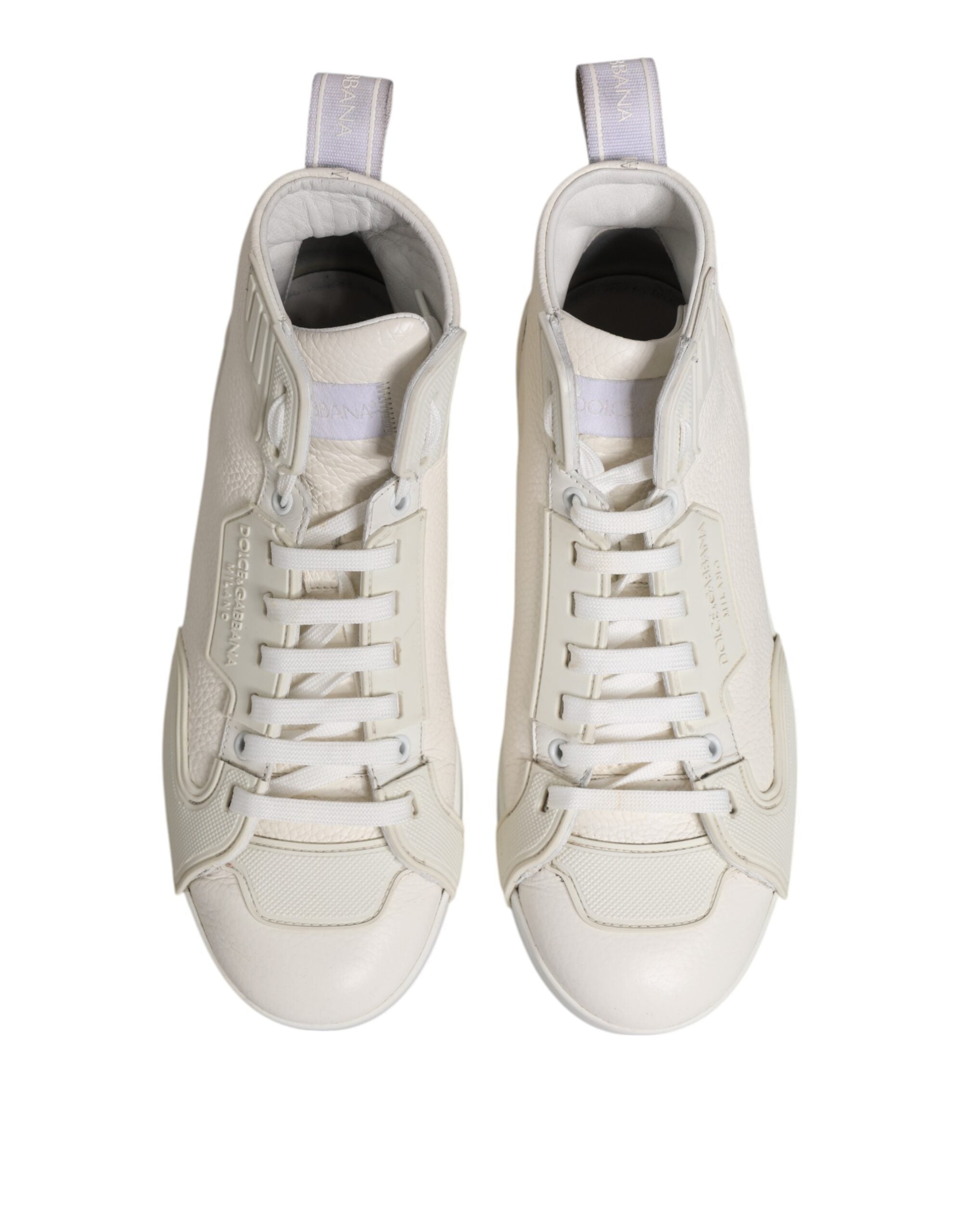 Dolce & Gabbana White Leather Mid Top Sneakers Shoes